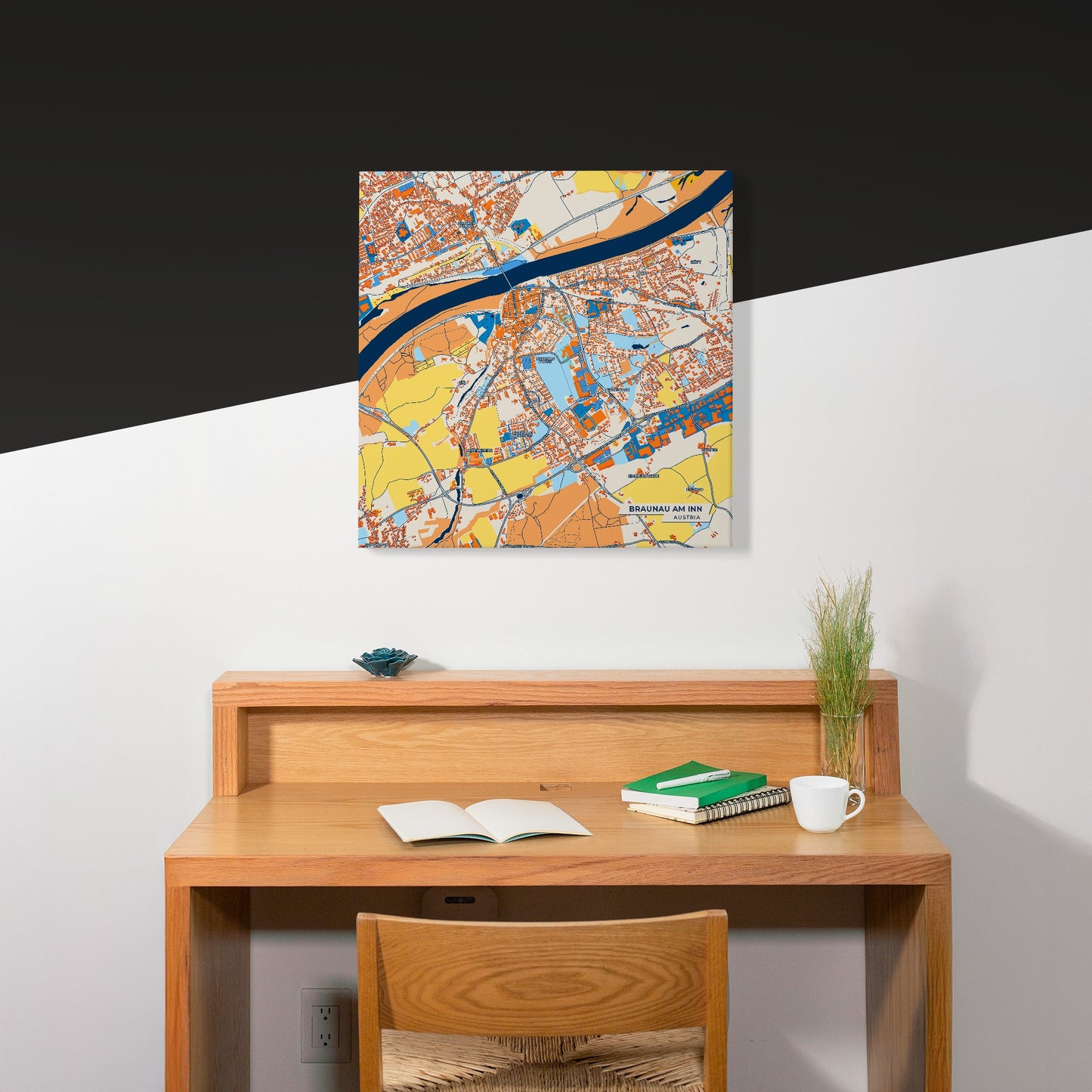 Braunau Am Inn Austria Colorful City Map Canvas Print Scene