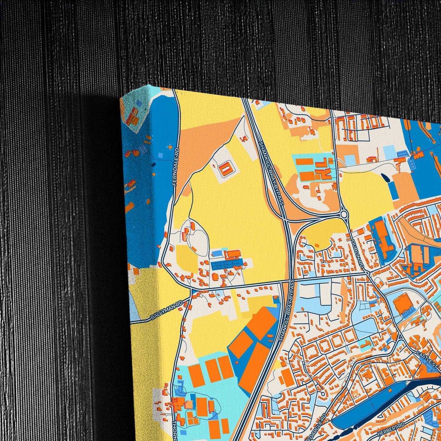 Bray Ireland Colorful City Map Canvas Print Detail
