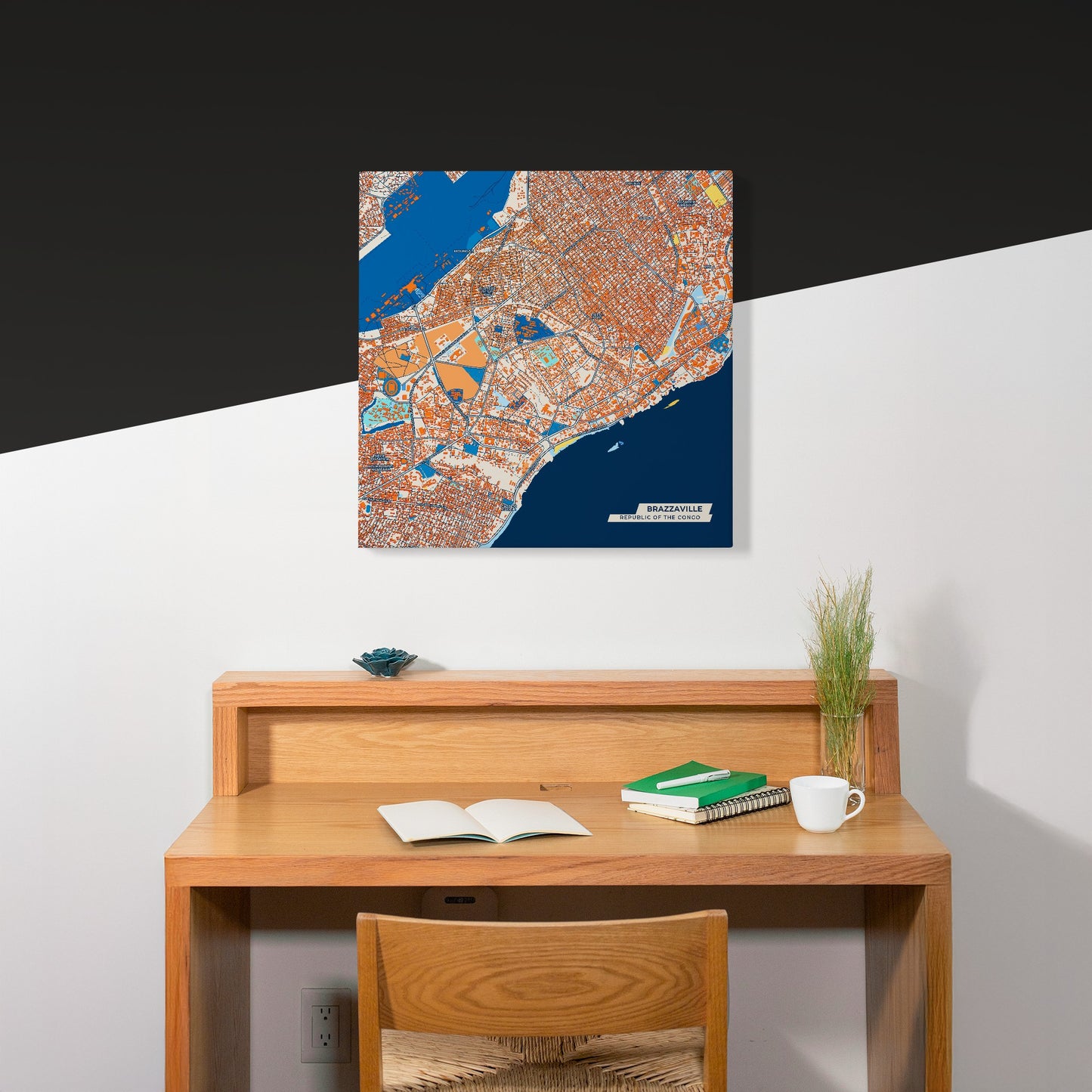 Brazzaville Republic Of The Congo Colorful City Map Canvas Print Scene