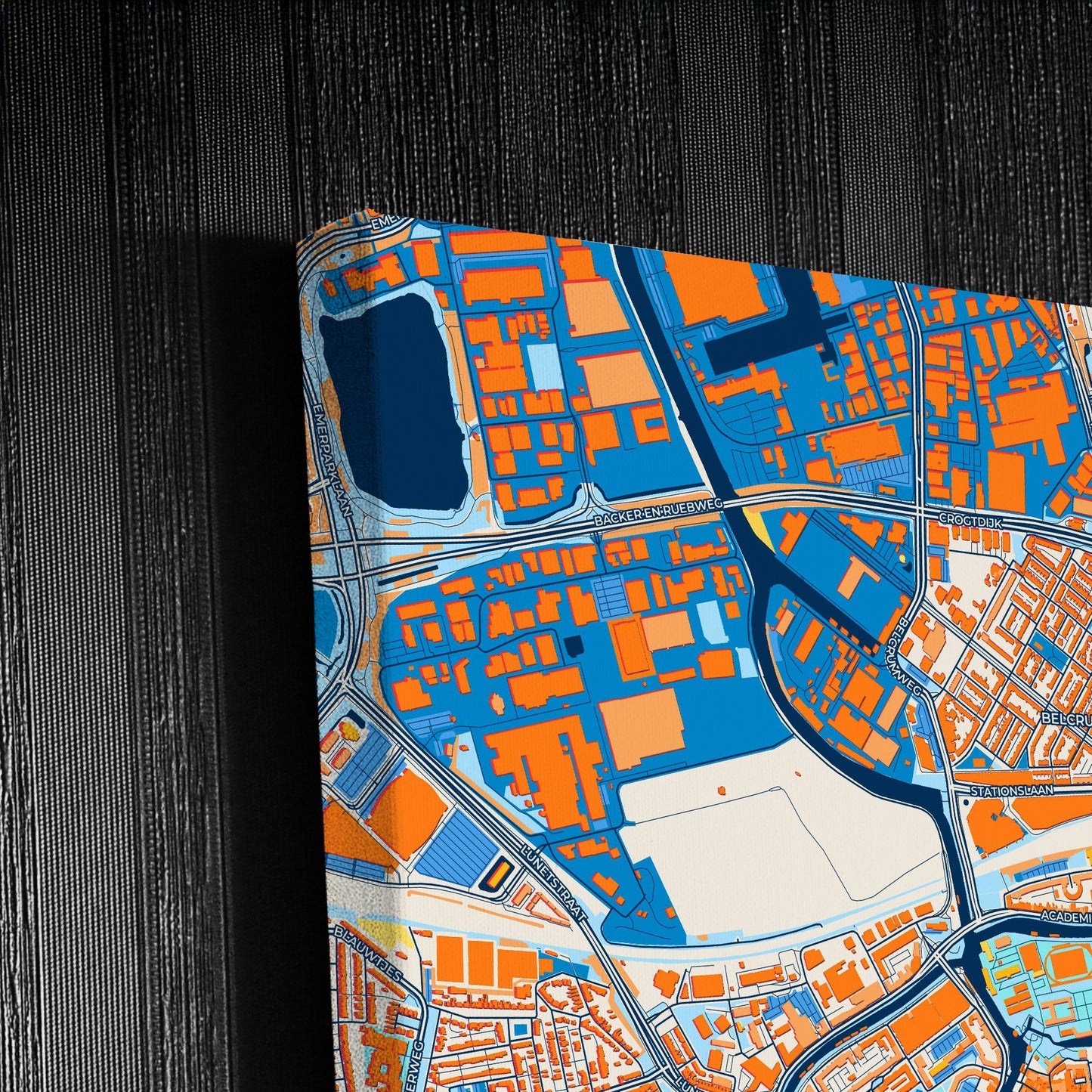 Breda Netherlands Colorful City Map Canvas Print Detail