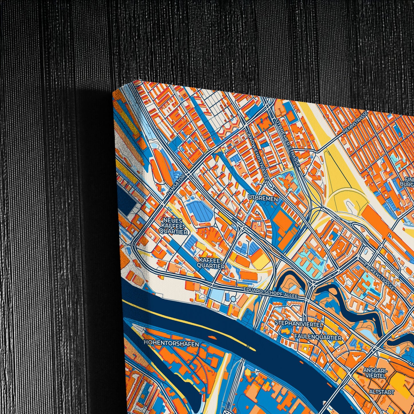 Bremen Germany Colorful City Map Canvas Print Detail