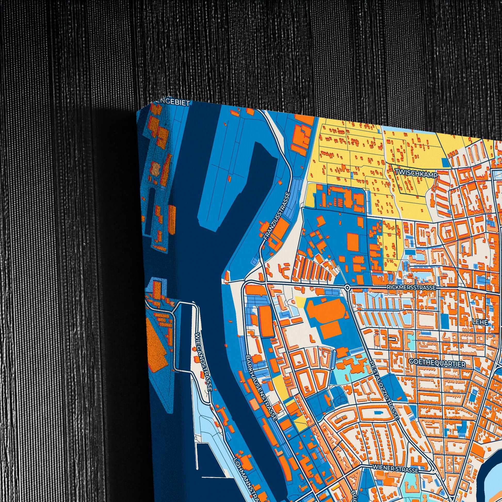 Bremerhaven Germany Colorful City Map Canvas Print Detail