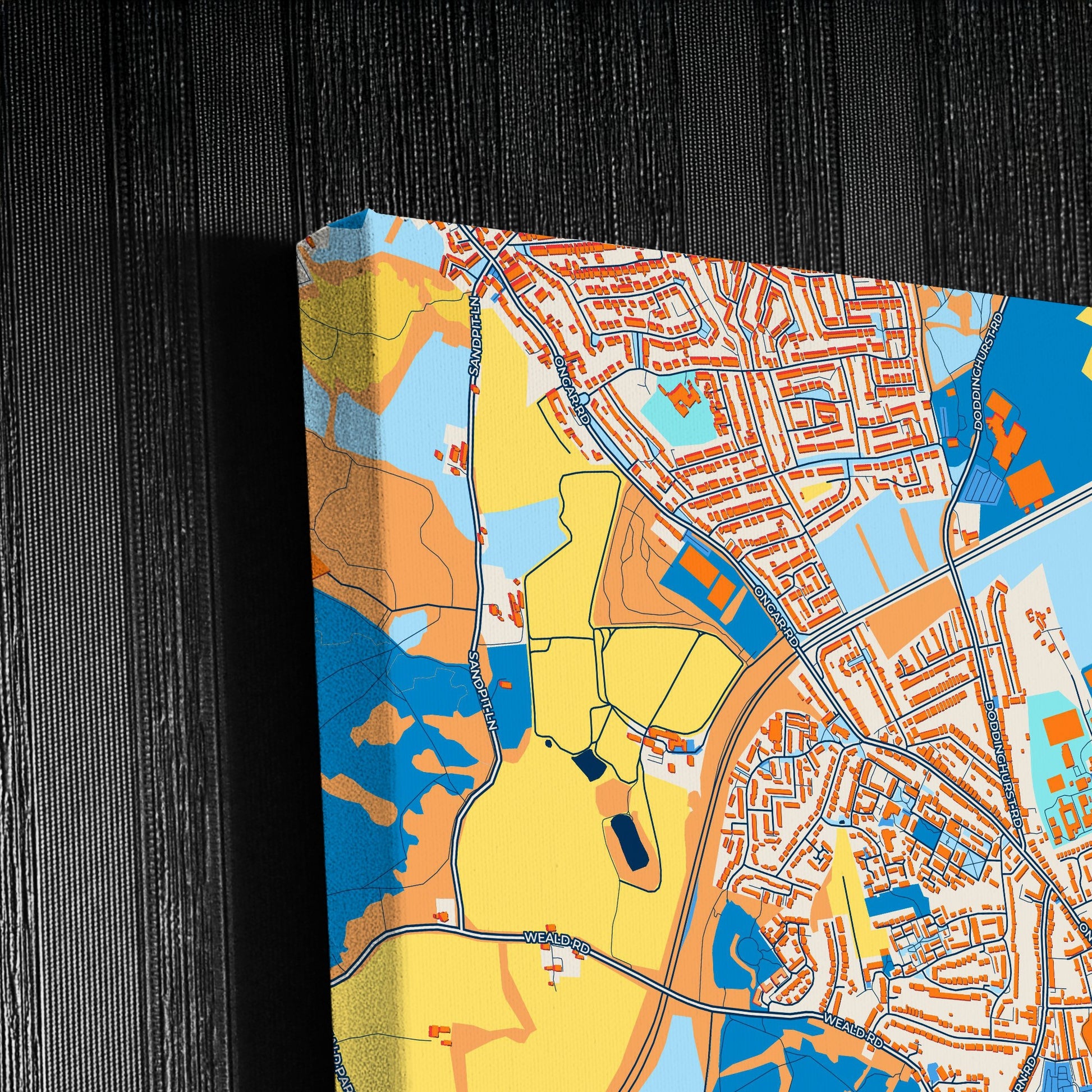 Brentwood England Colorful City Map Canvas Print Detail