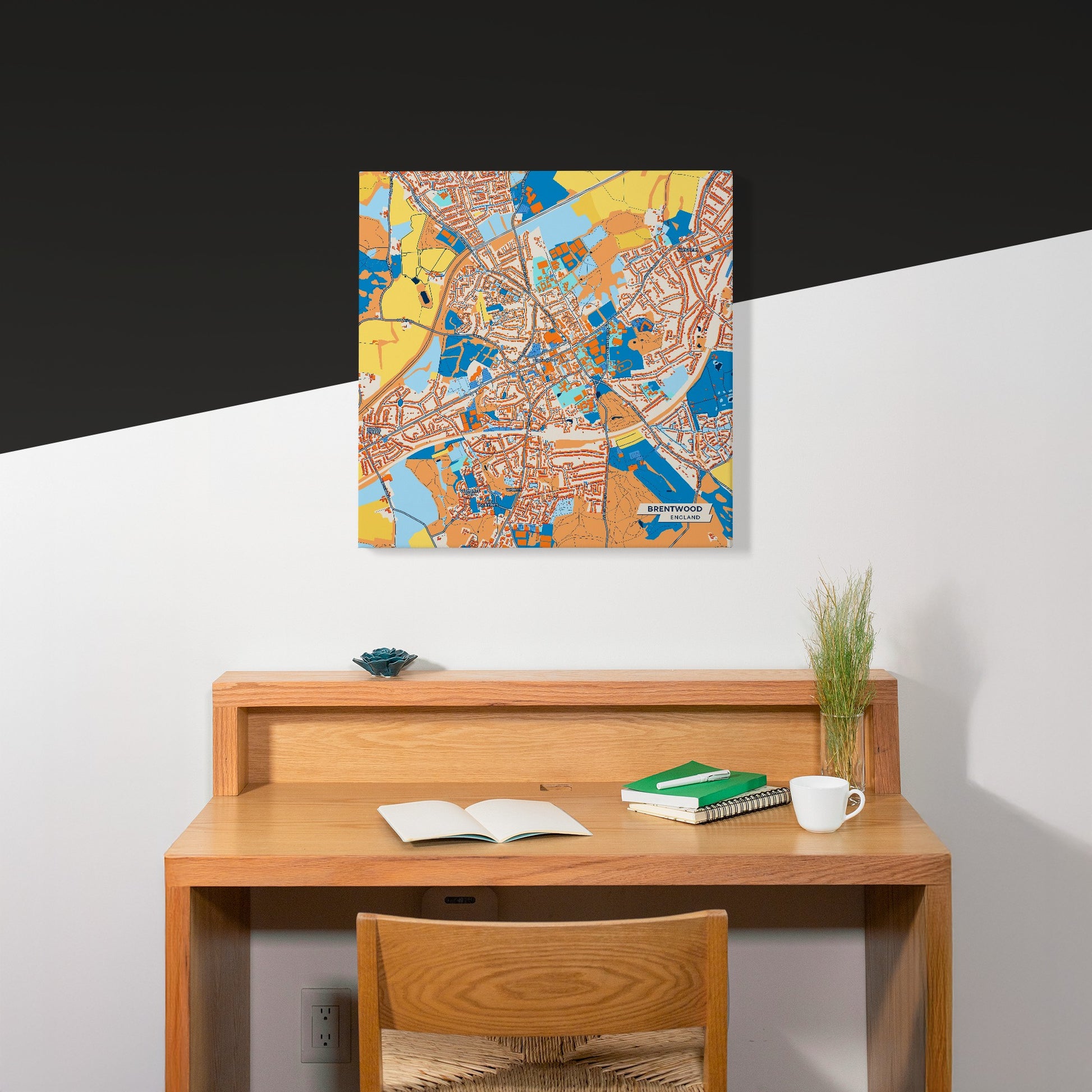 Brentwood England Colorful City Map Canvas Print Scene