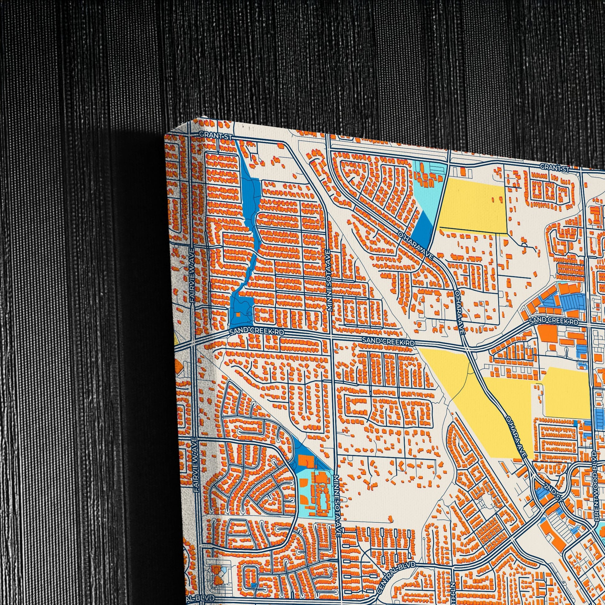 Brentwood California Colorful City Map Canvas Print Detail