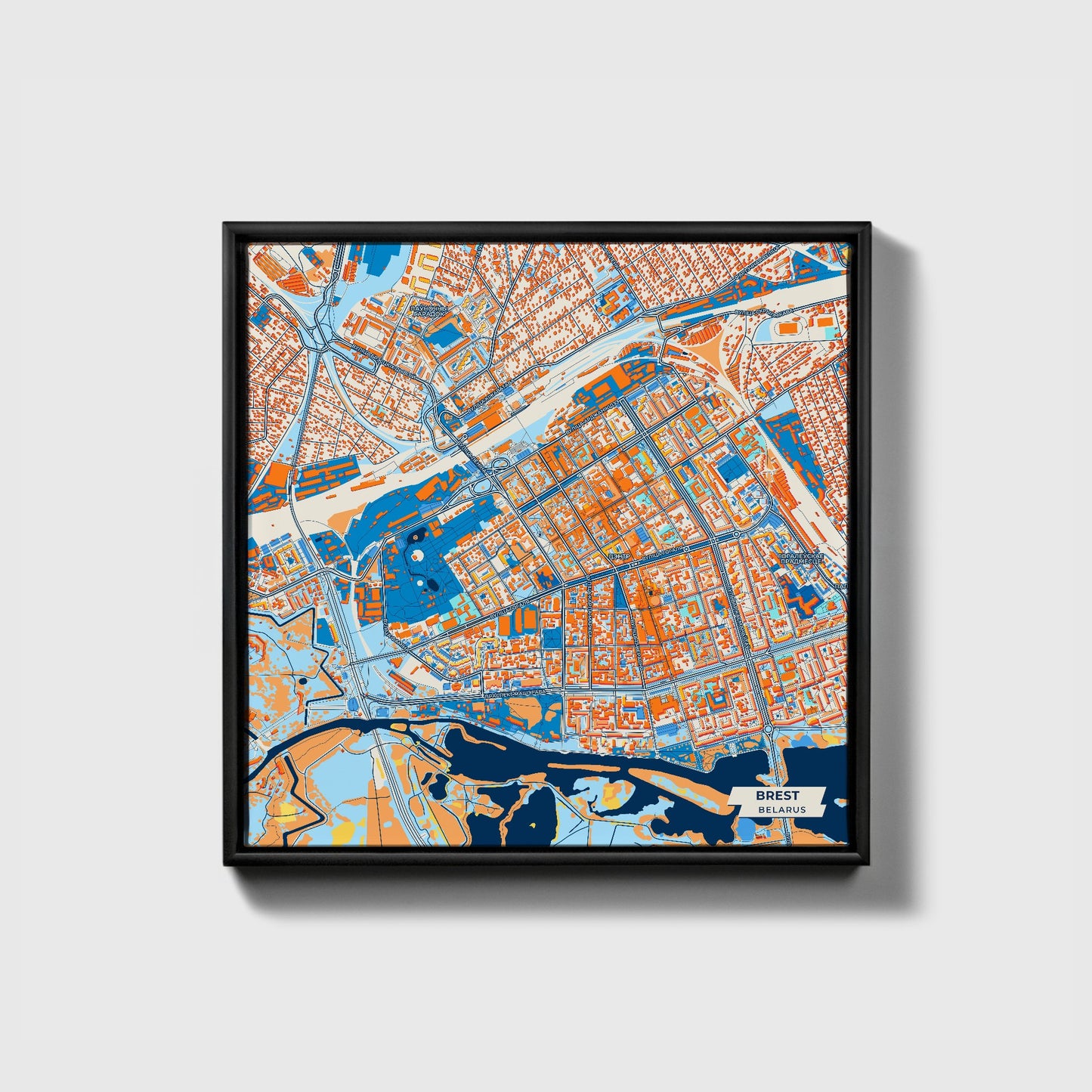 Браст Belarus Colorful City Map Canvas Print • Black Framed