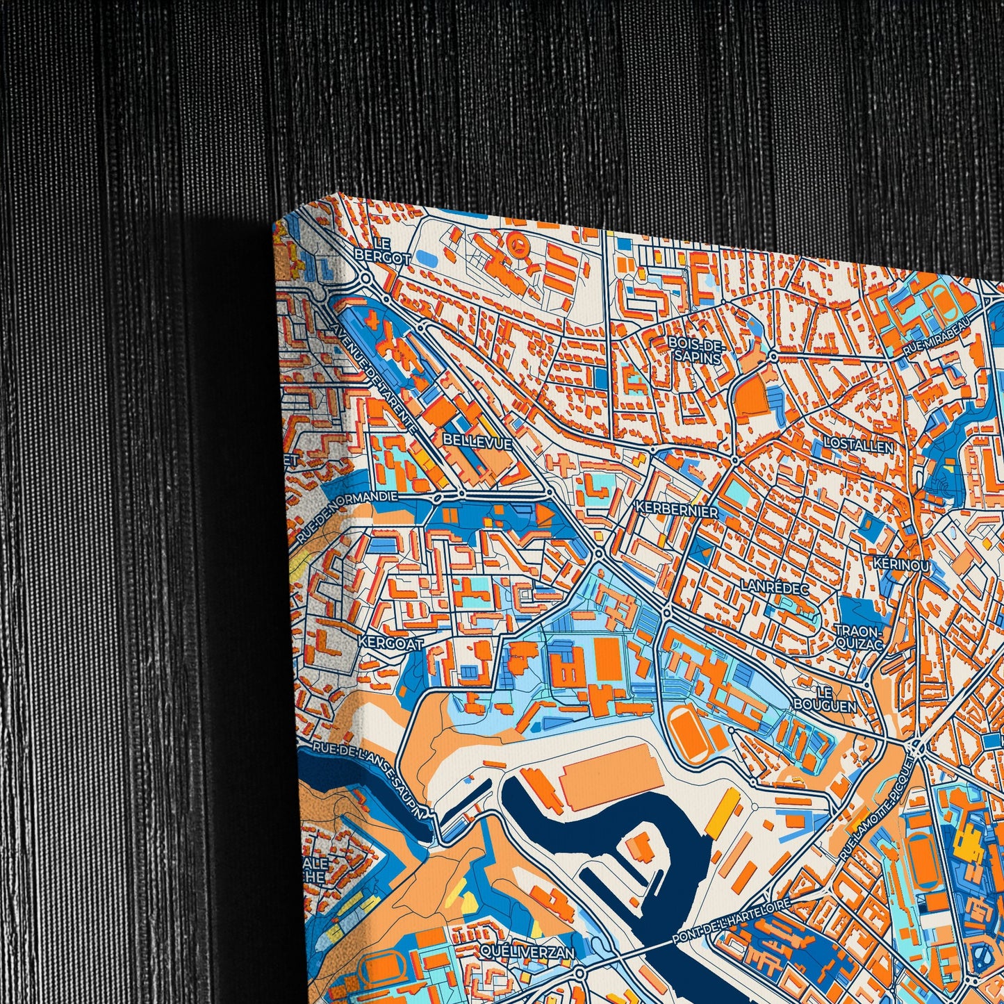 Brest France Colorful City Map Canvas Print Detail