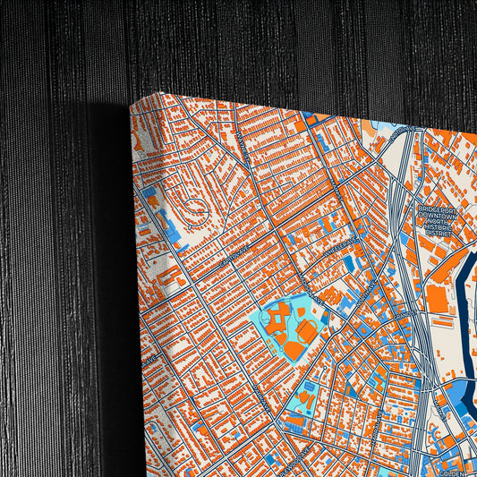 Bridgeport Connecticut Colorful City Map Canvas Print Detail