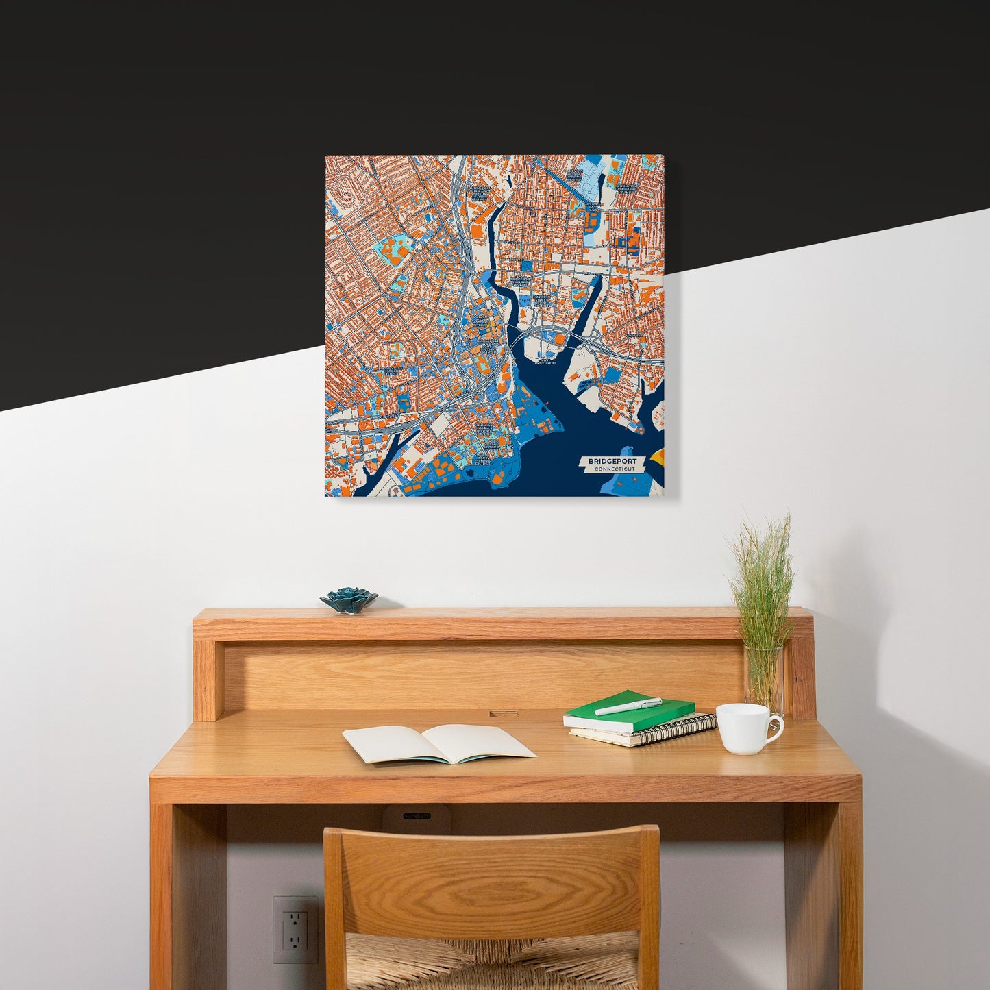 Bridgeport Connecticut Colorful City Map Canvas Print Scene