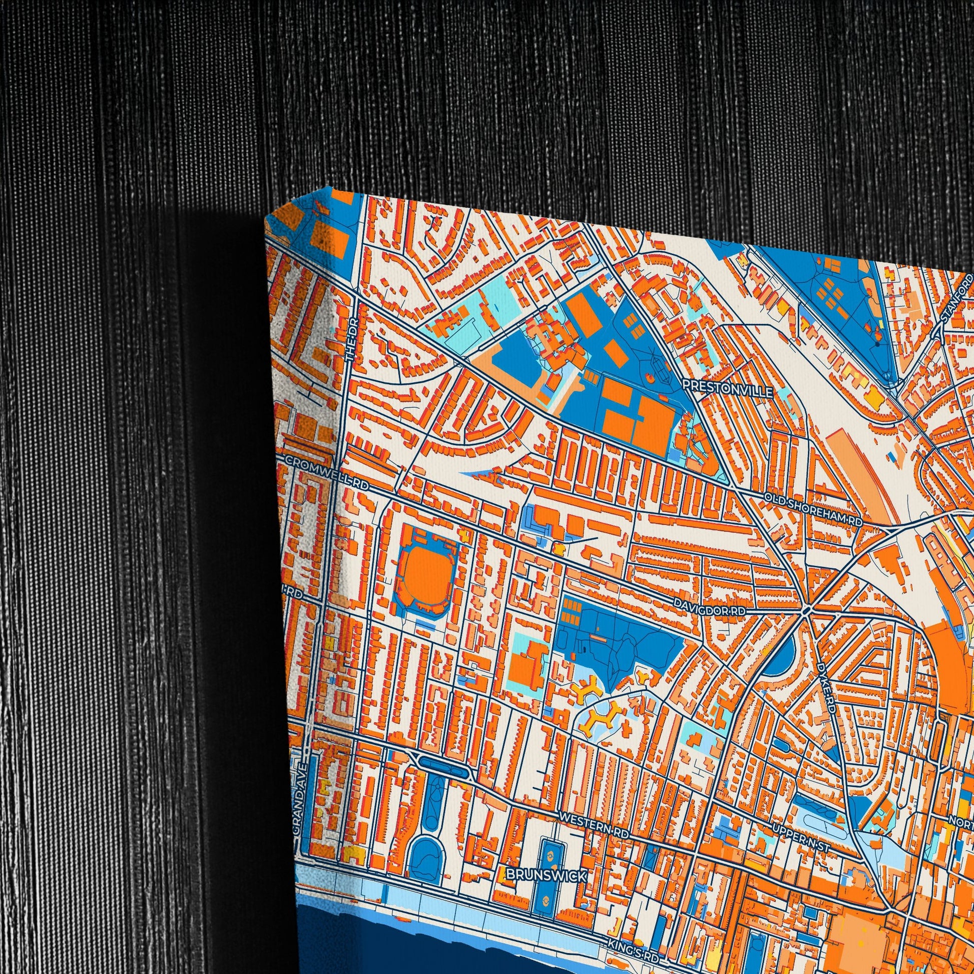 Brighton And Hove England Colorful City Map Canvas Print Detail