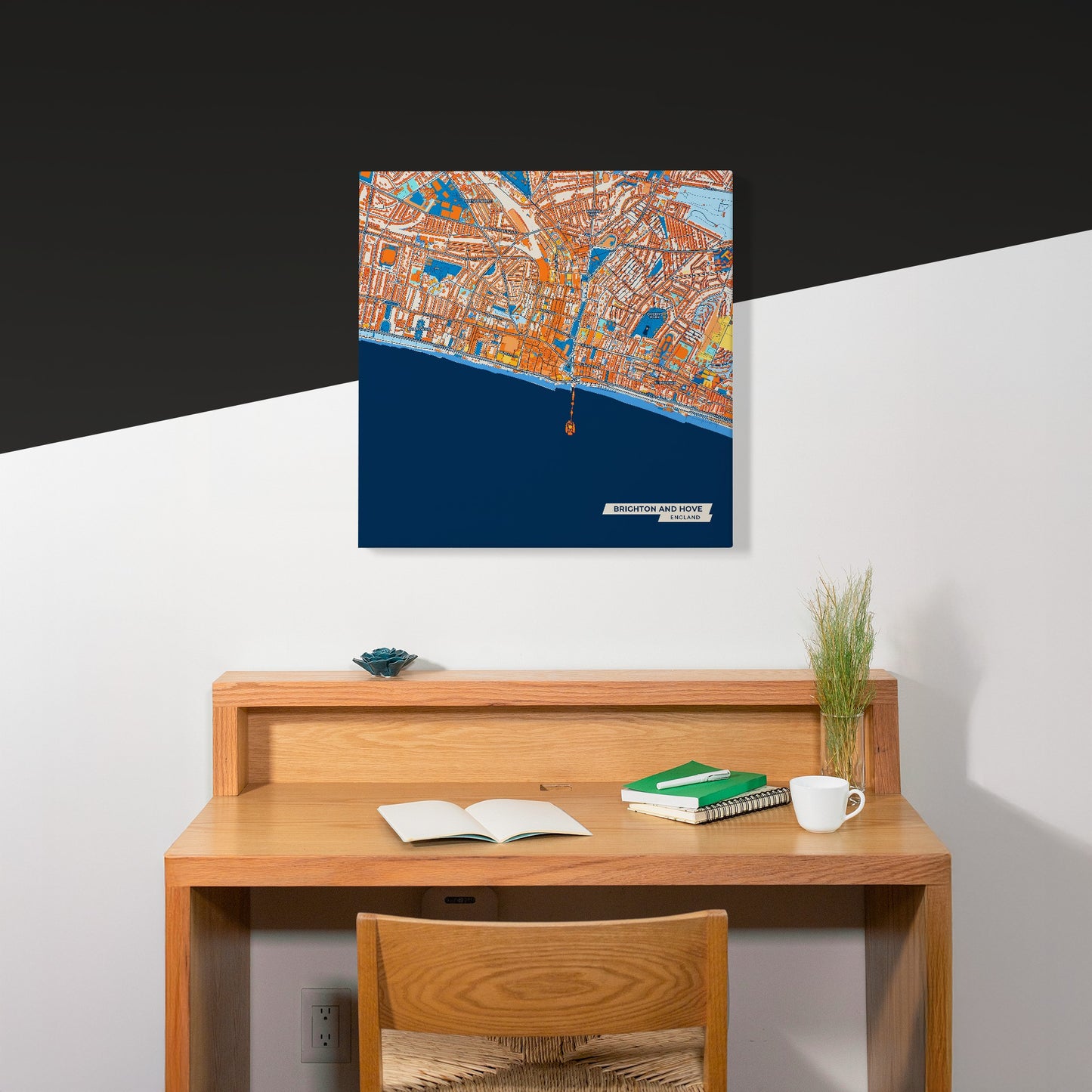 Brighton And Hove England Colorful City Map Canvas Print Scene