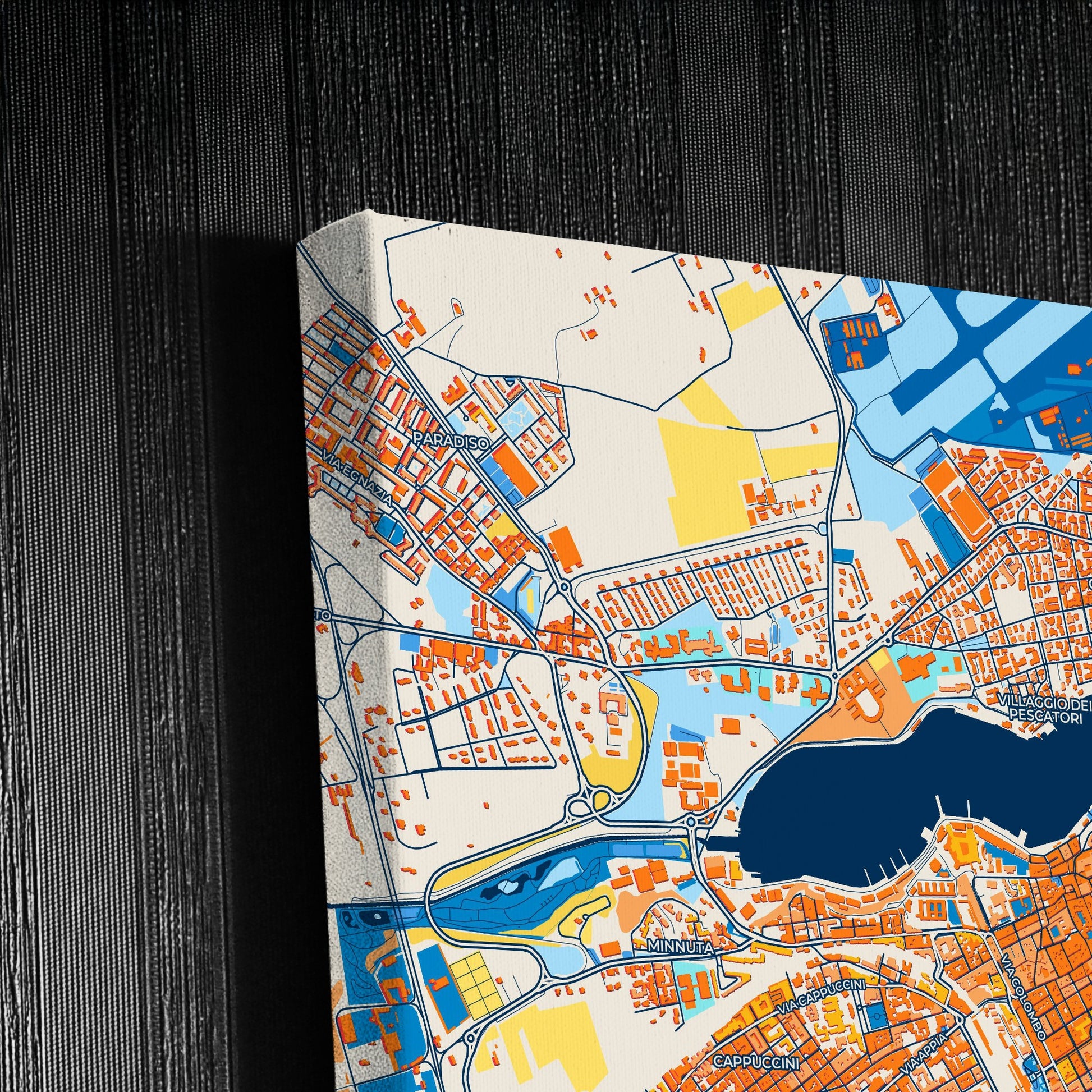 Brindisi Italy Colorful City Map Canvas Print Detail
