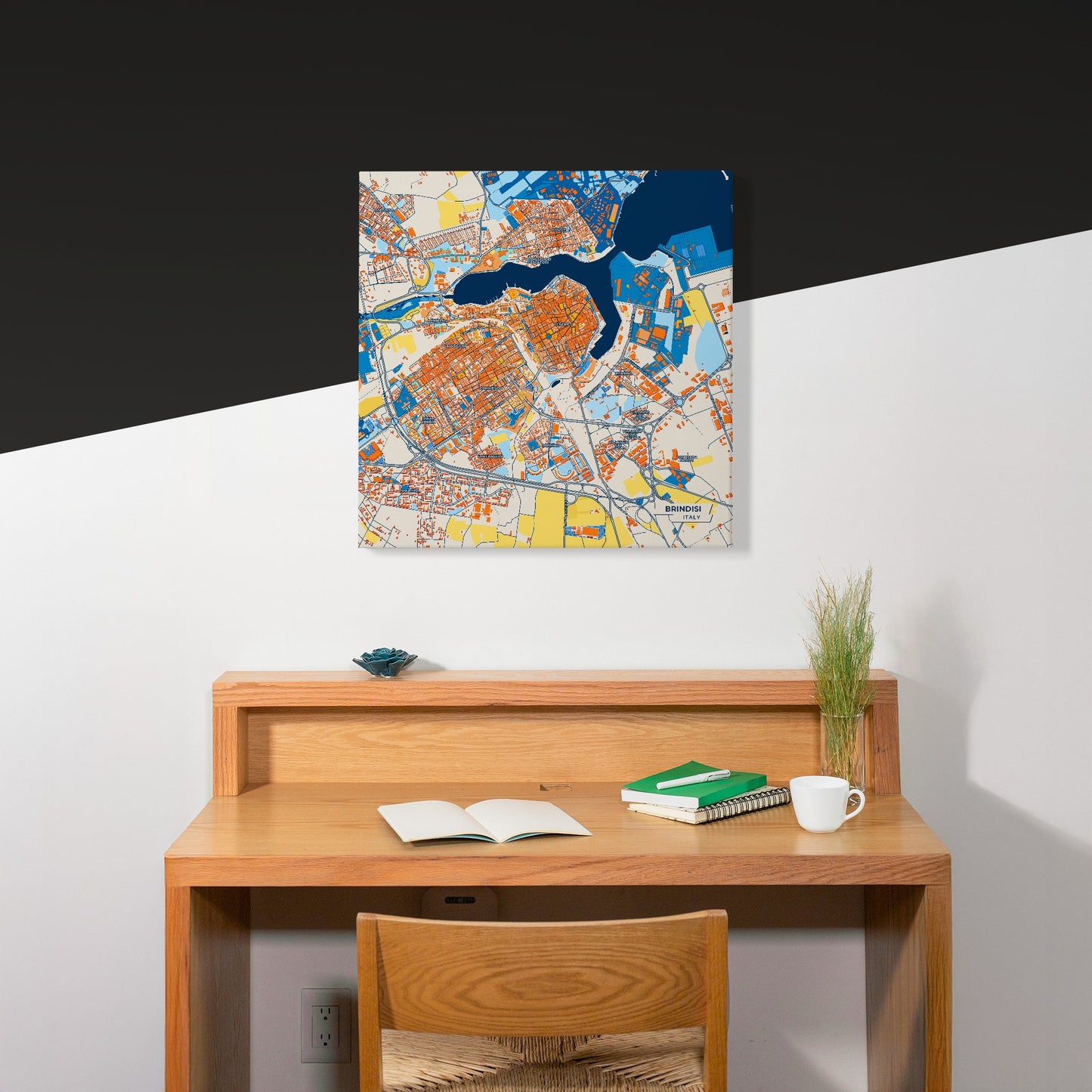 Brindisi Italy Colorful City Map Canvas Print Scene