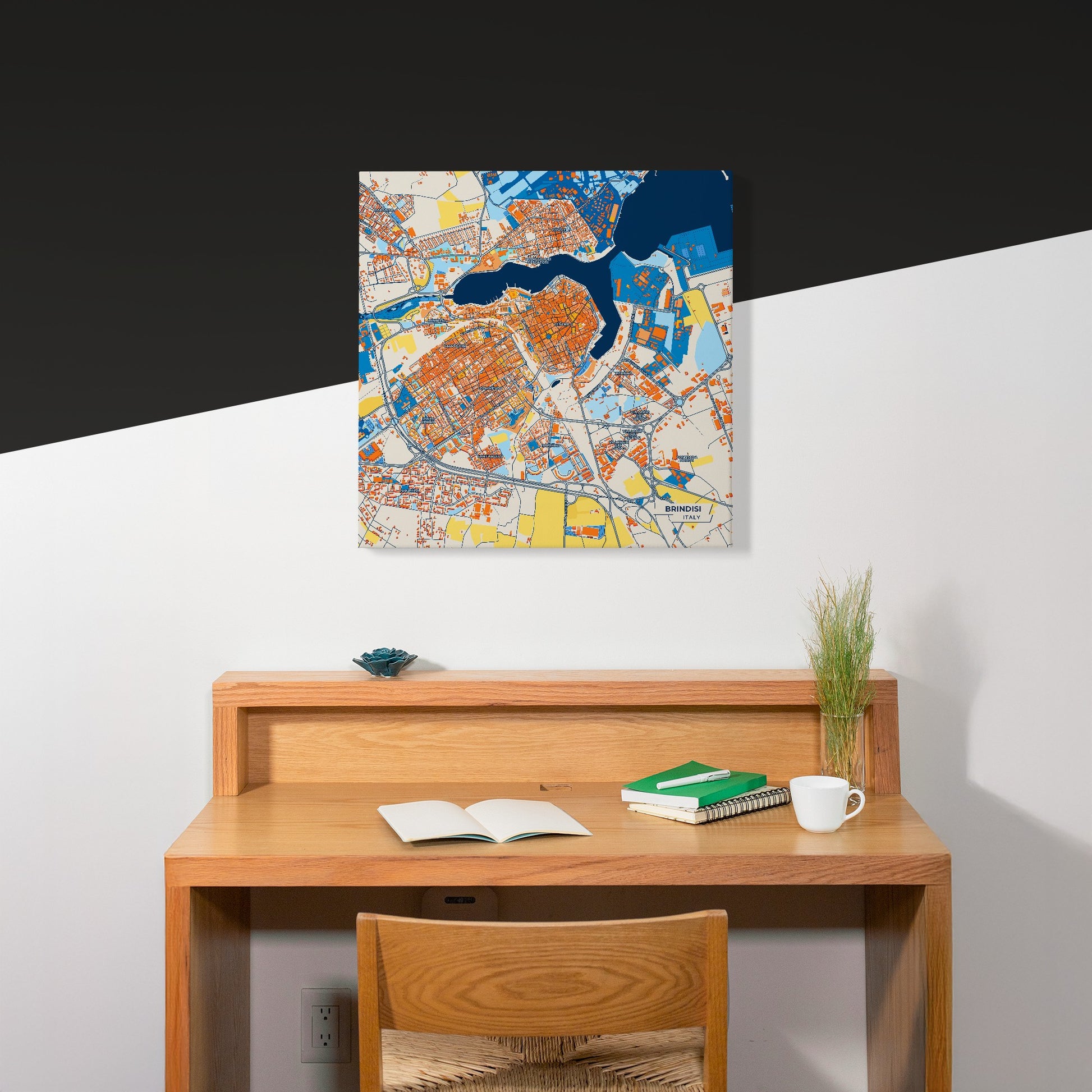 Brindisi Italy Colorful City Map Canvas Print Scene