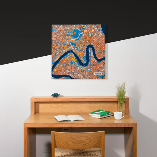 Brisbane Australia Colorful City Map Canvas Print Scene