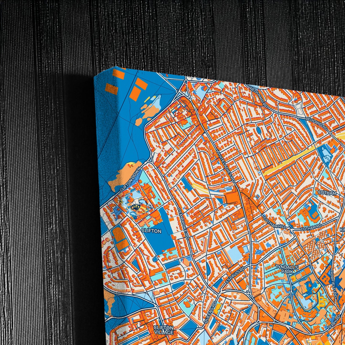 Bristol England Colorful City Map Canvas Print Detail
