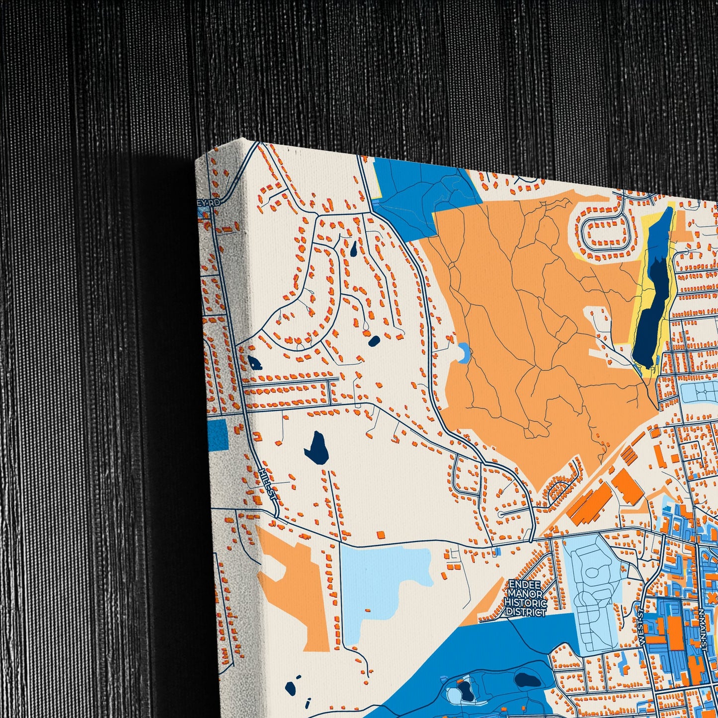 Bristol Connecticut Colorful City Map Canvas Print Detail