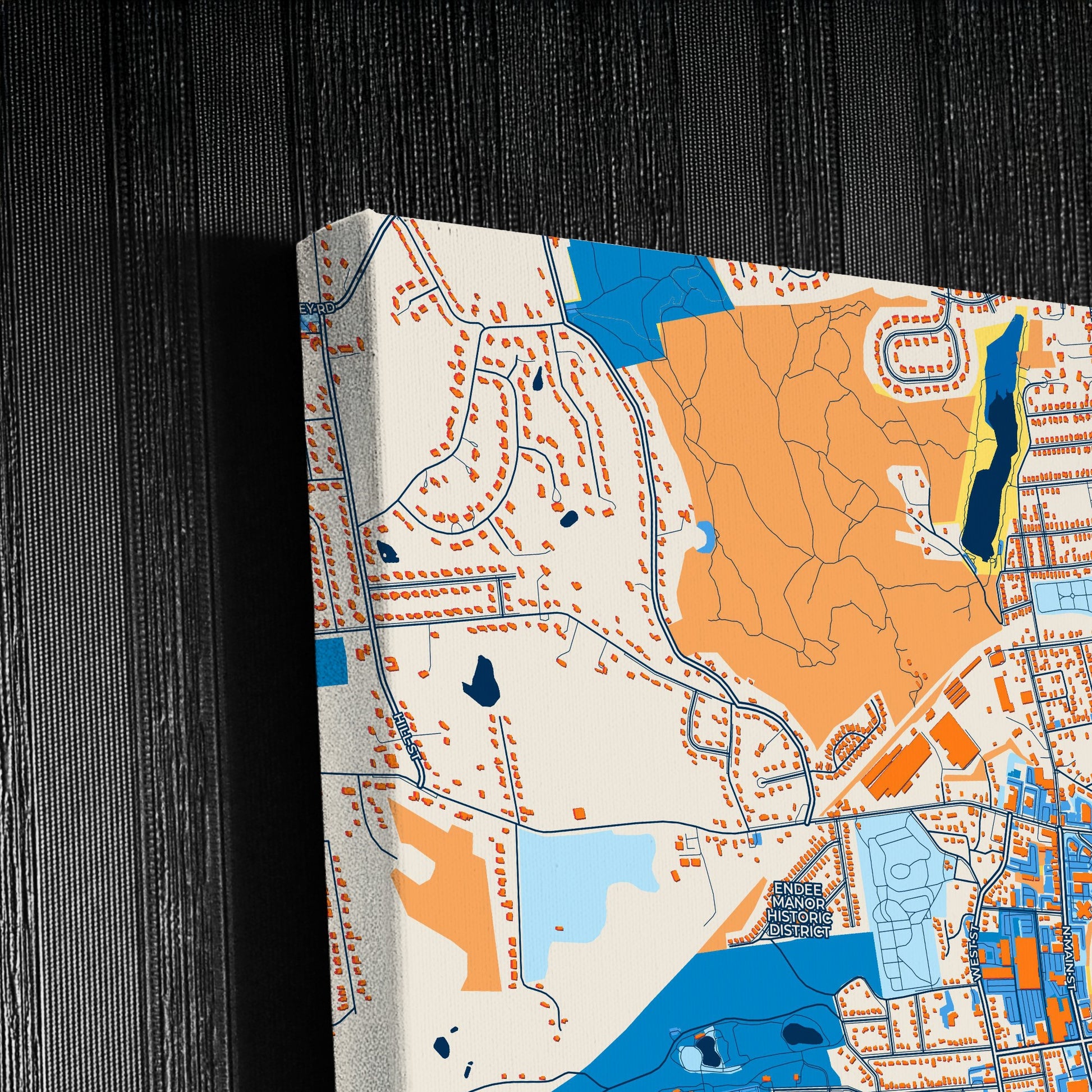 Bristol Connecticut Colorful City Map Canvas Print Detail