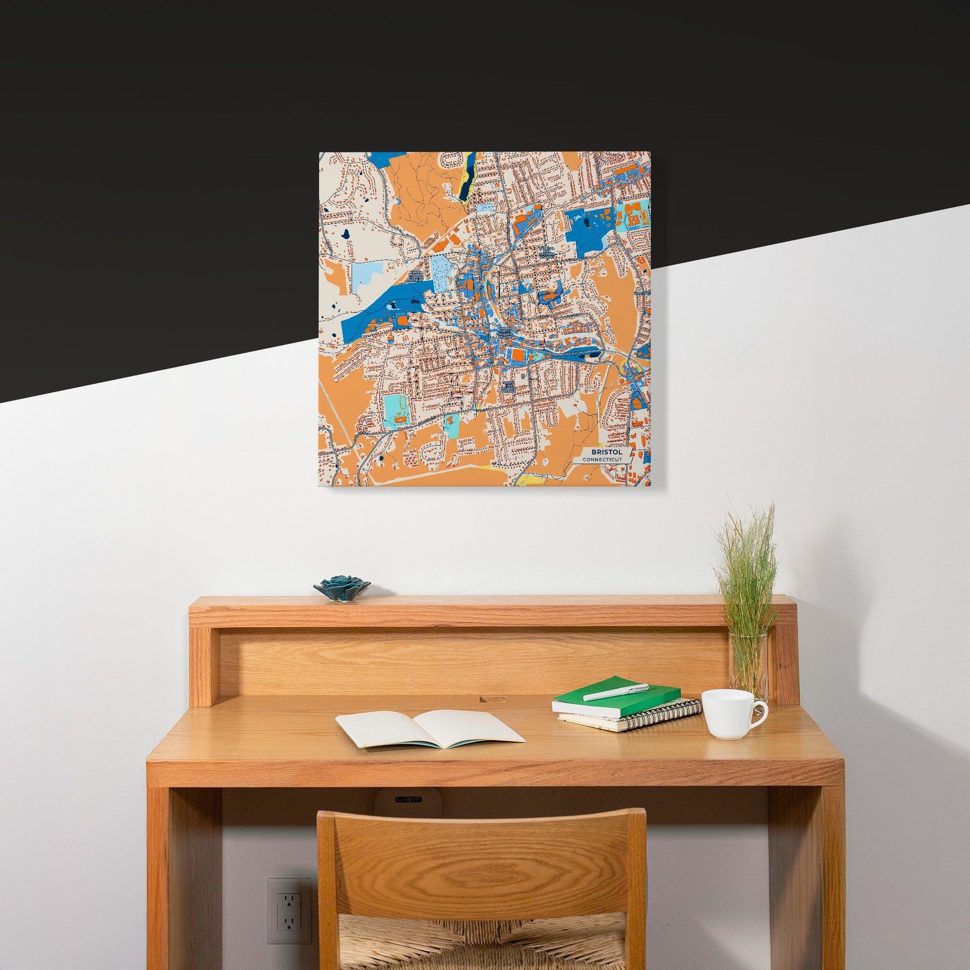 Bristol Connecticut Colorful City Map Canvas Print Scene