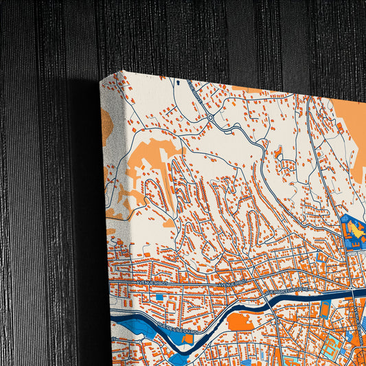 Brive-La-Gaillarde France Colorful City Map Canvas Print Detail