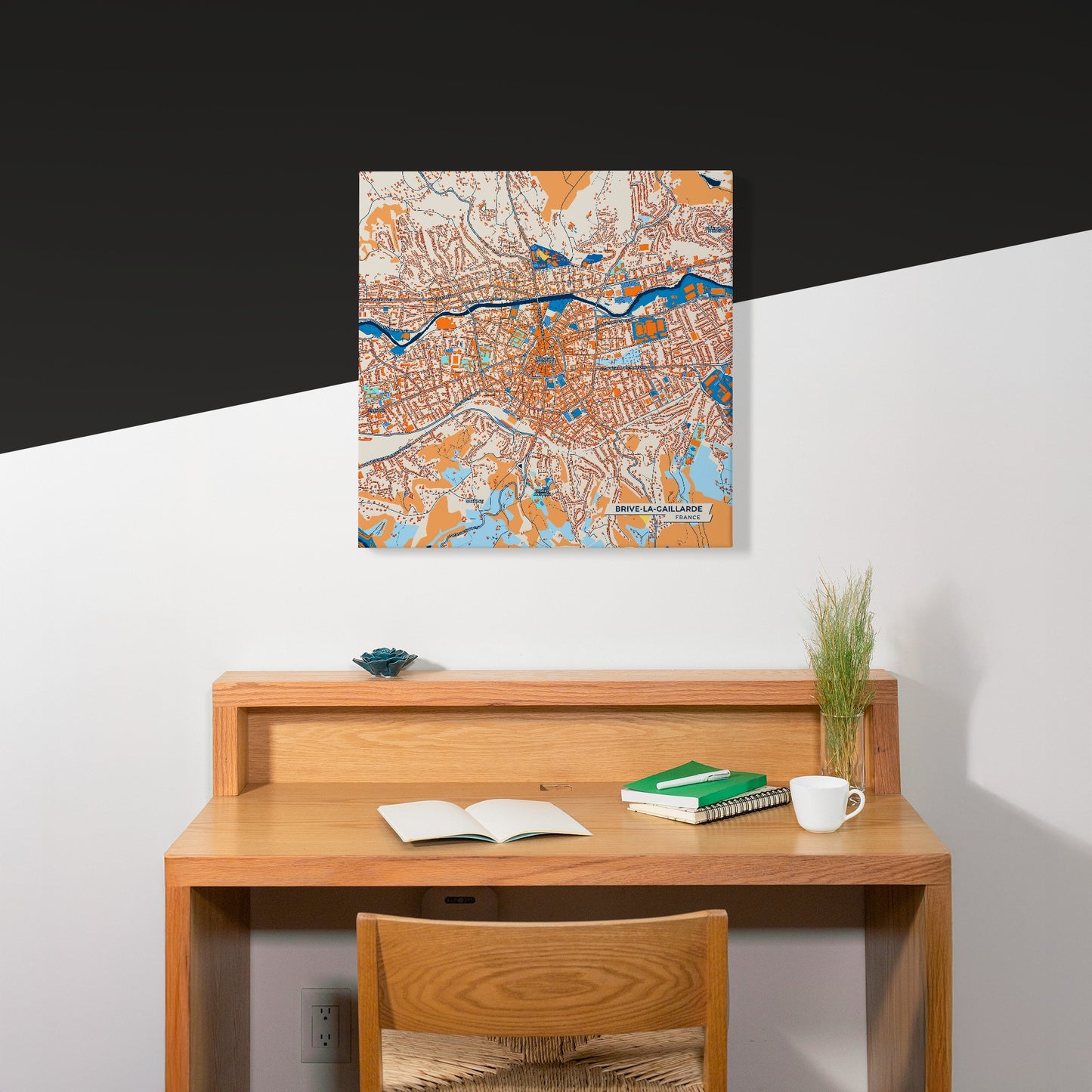 Brive-La-Gaillarde France Colorful City Map Canvas Print Scene