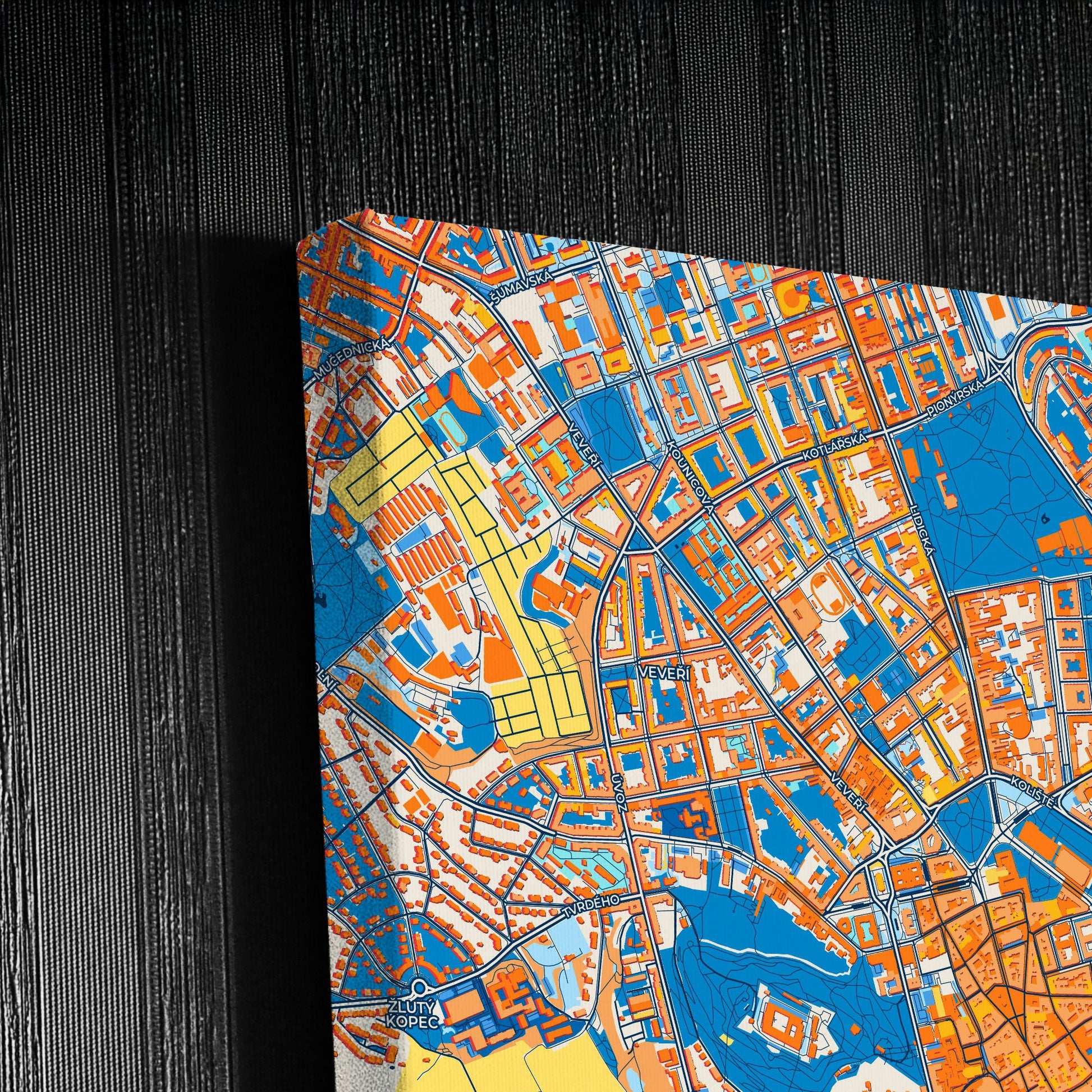Brno Czechia Colorful City Map Canvas Print Detail