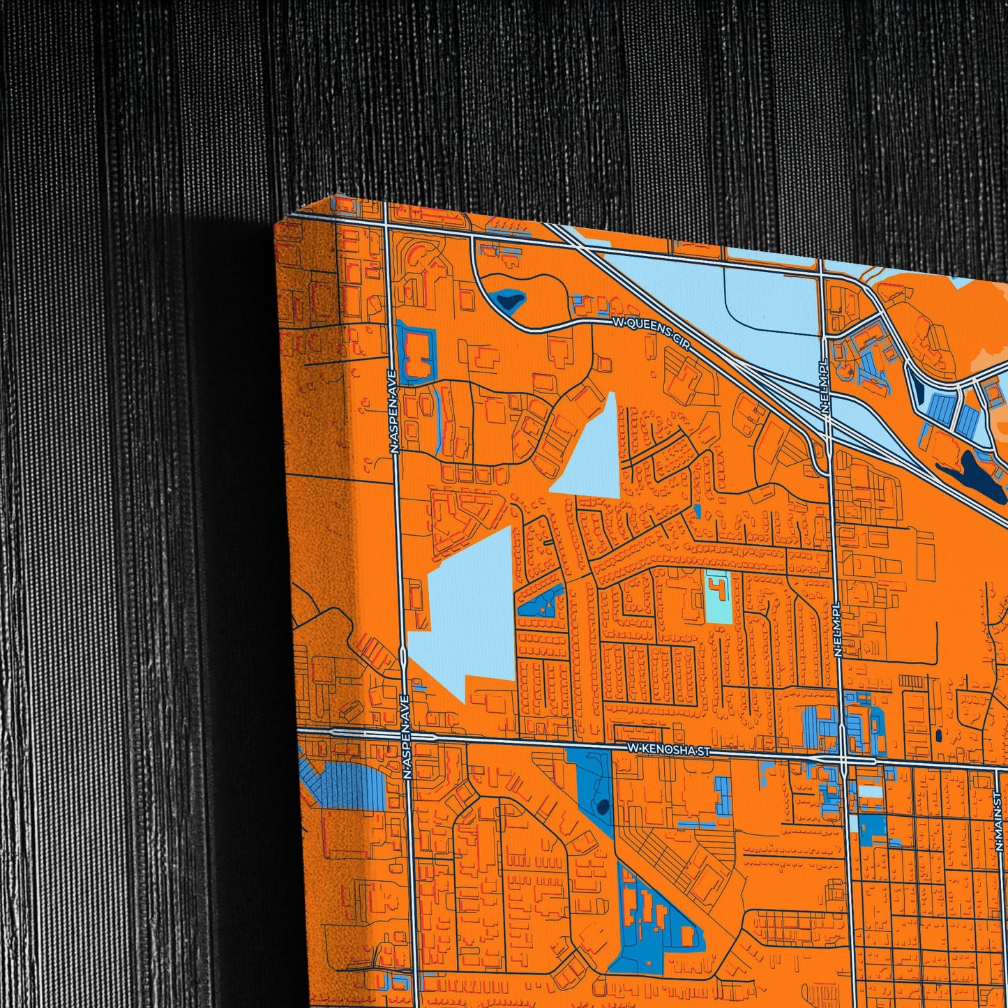 Broken Arrow Oklahoma Colorful City Map Canvas Print Detail