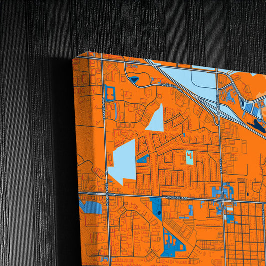Broken Arrow Oklahoma Colorful City Map Canvas Print Detail