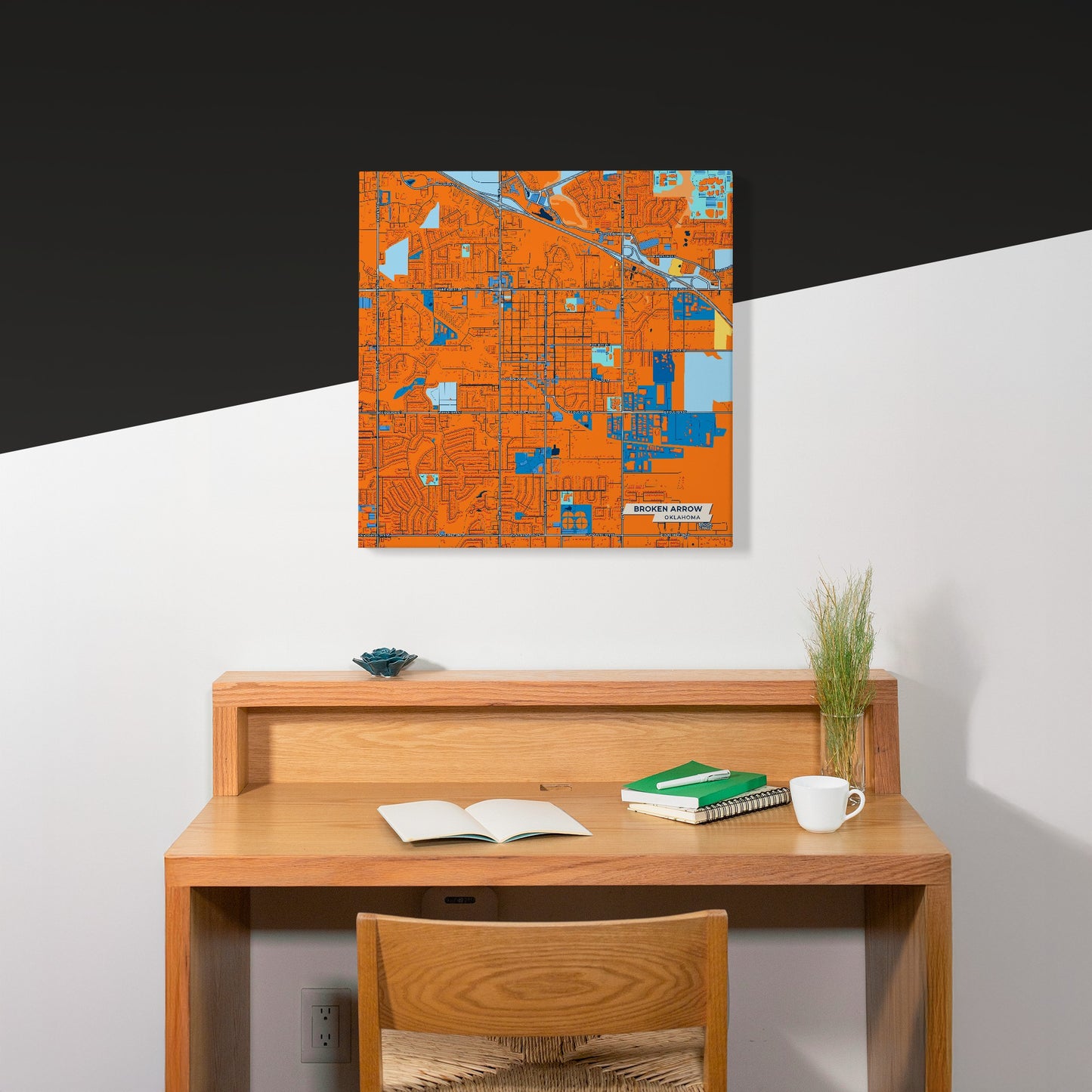 Broken Arrow Oklahoma Colorful City Map Canvas Print Scene