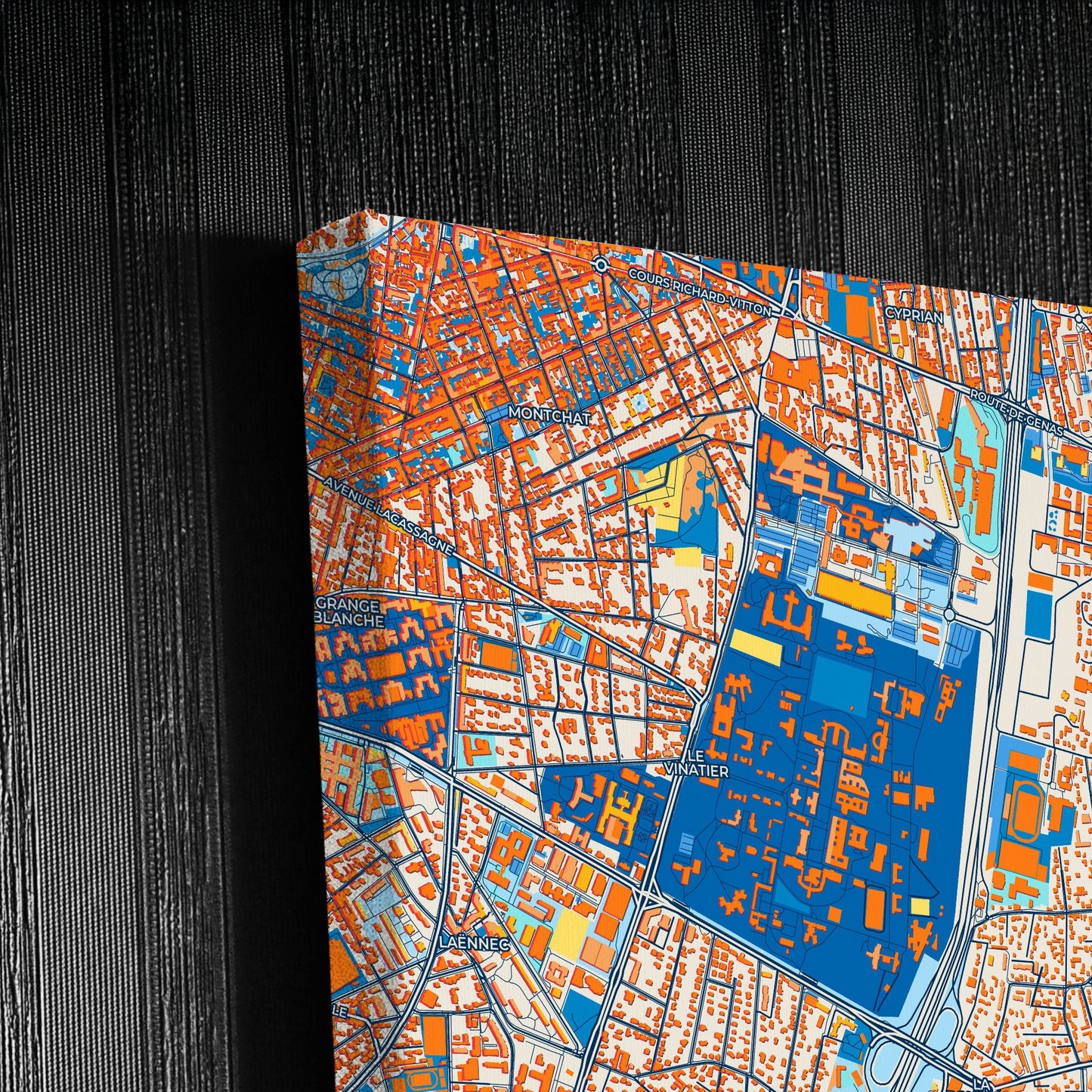 Bron France Colorful City Map Canvas Print Detail