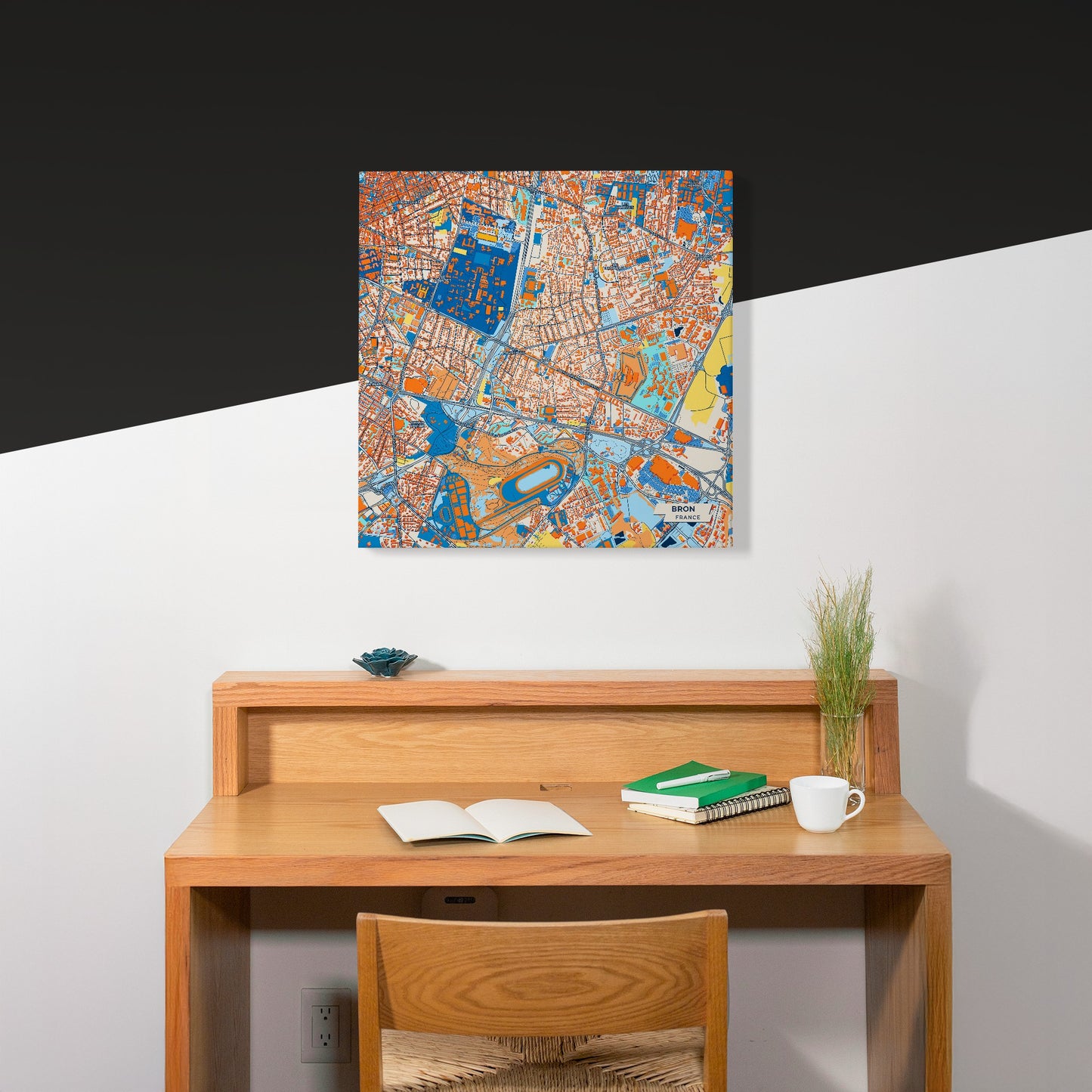Bron France Colorful City Map Canvas Print Scene