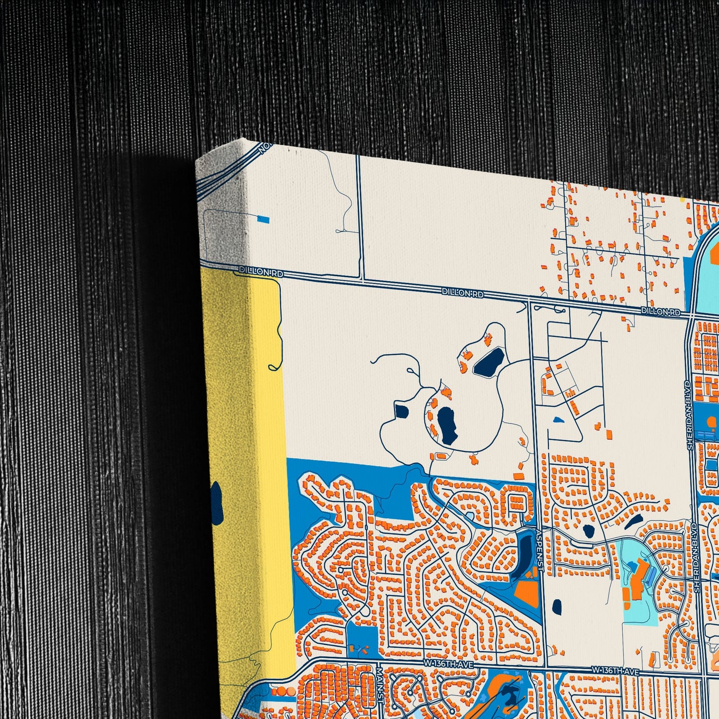 Broomfield Colorado Colorful City Map Canvas Print Detail