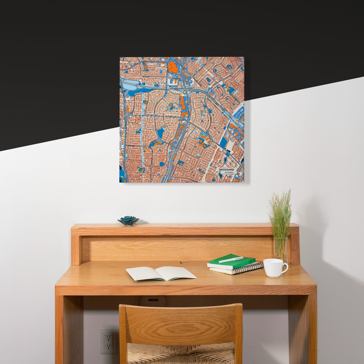 Brossard Canada Colorful City Map Canvas Print Scene