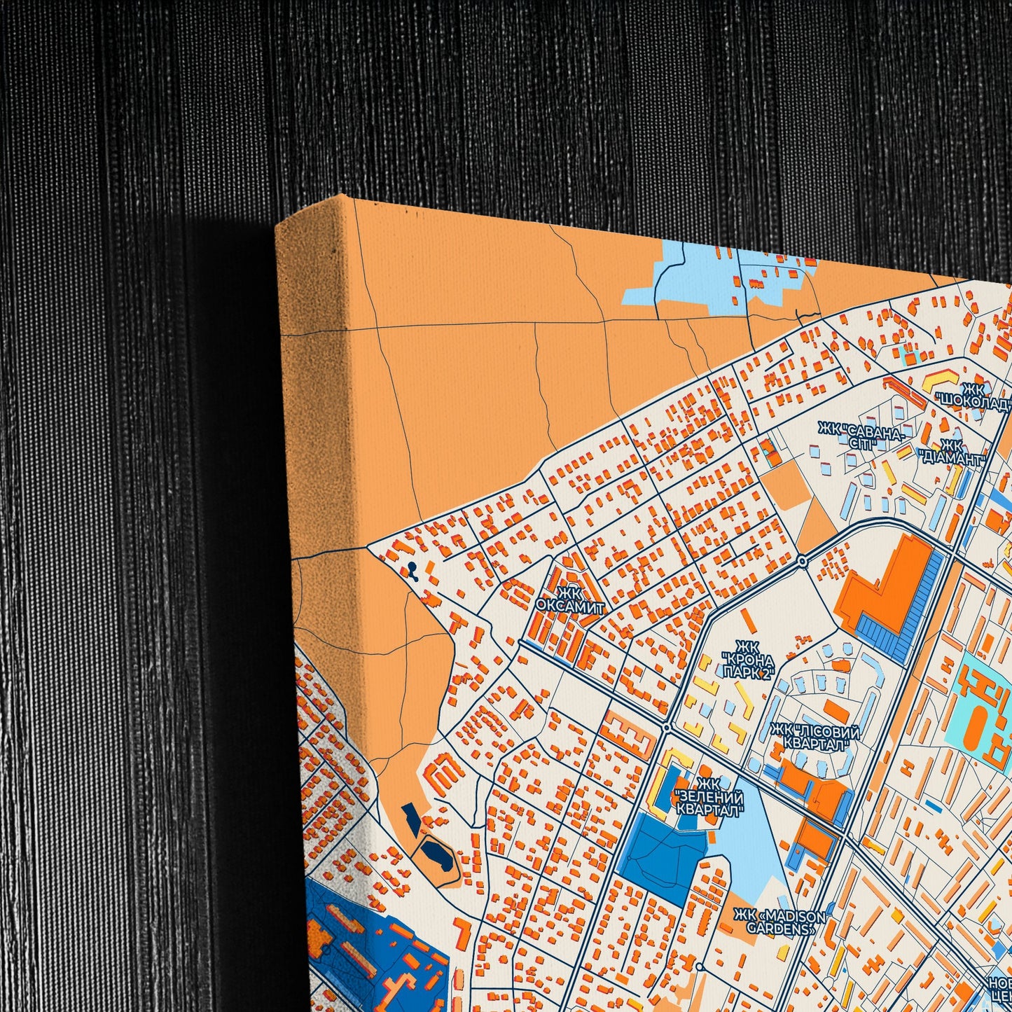 Броварний Ukraine Colorful City Map Canvas Print Detail