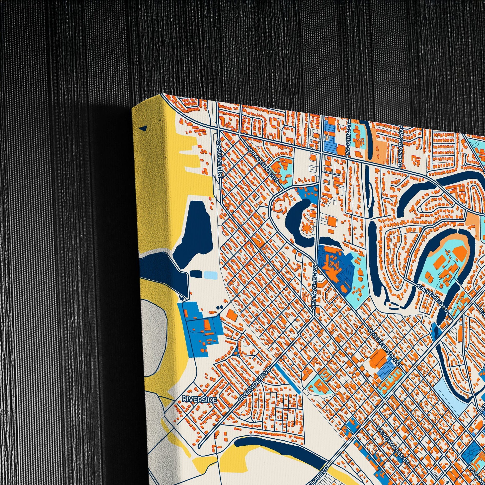 Brownsville Texas Colorful City Map Canvas Print Detail