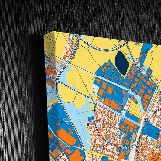 Bruchsal Germany Colorful City Map Canvas Print Detail