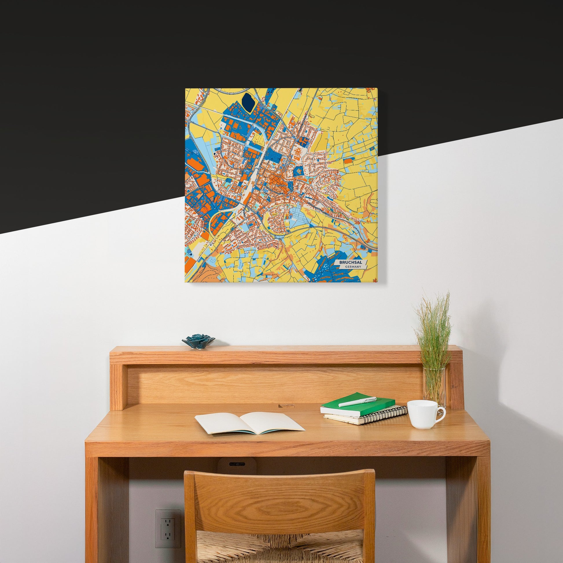 Bruchsal Germany Colorful City Map Canvas Print Scene