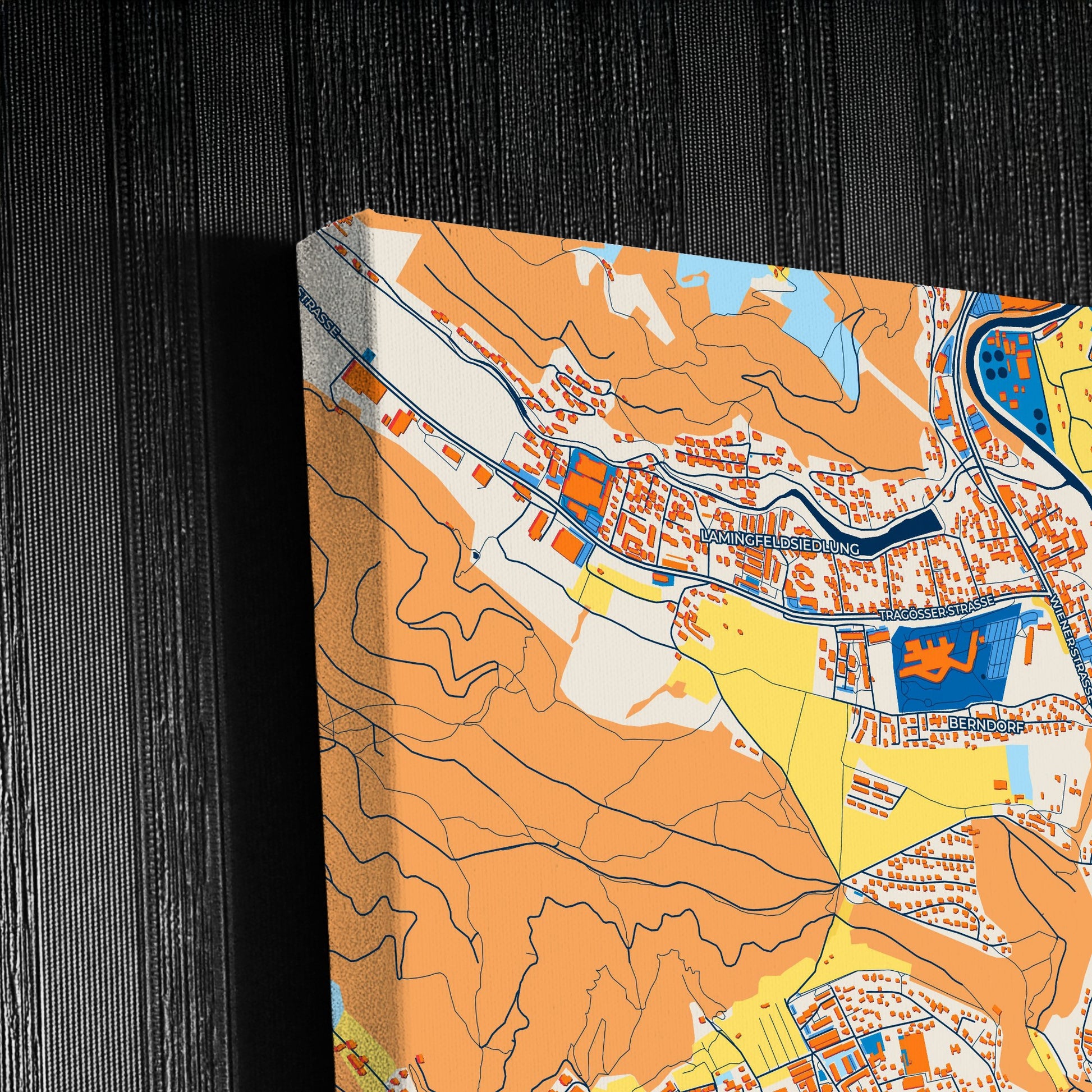 Bruck An Der Mur Austria Colorful City Map Canvas Print Detail
