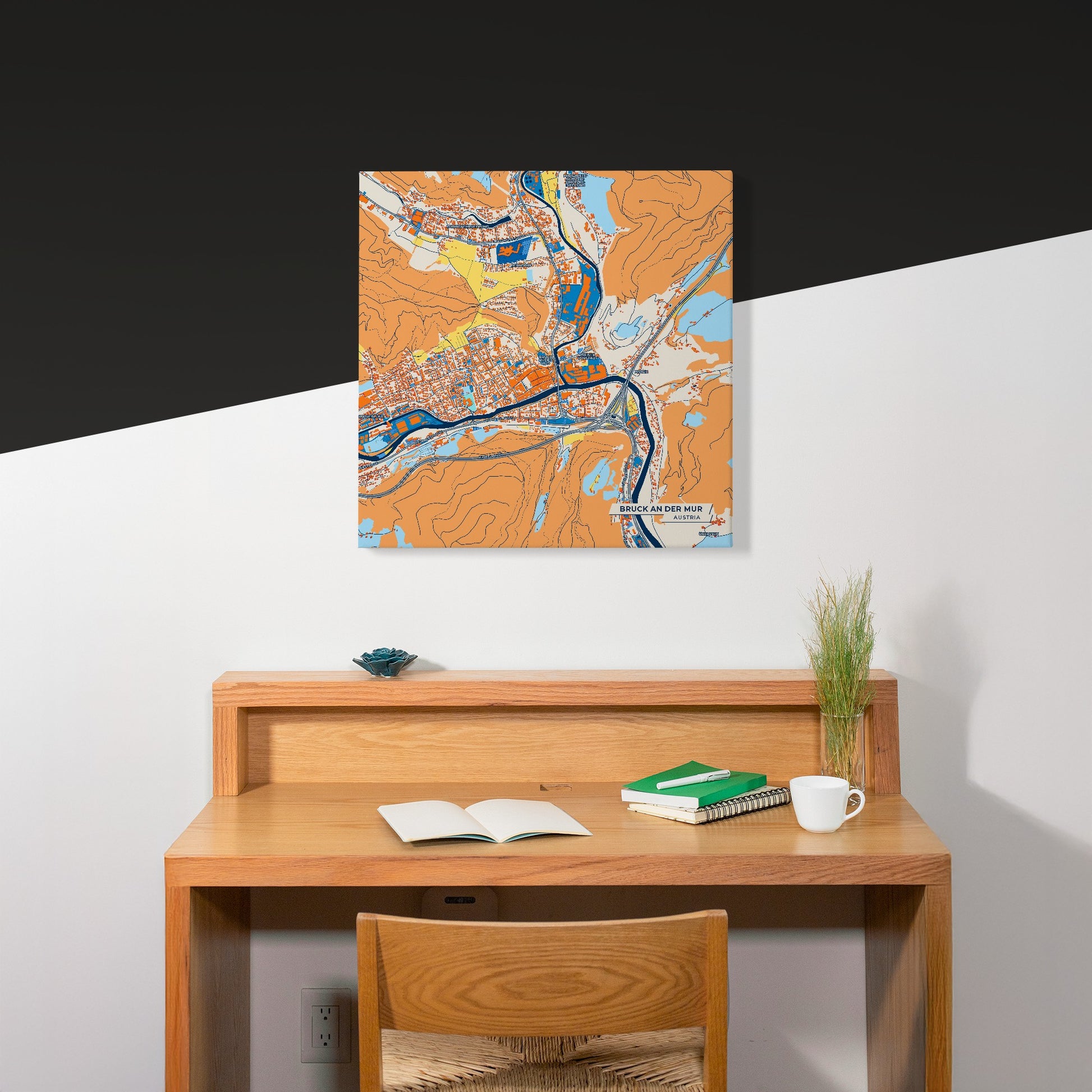 Bruck An Der Mur Austria Colorful City Map Canvas Print Scene