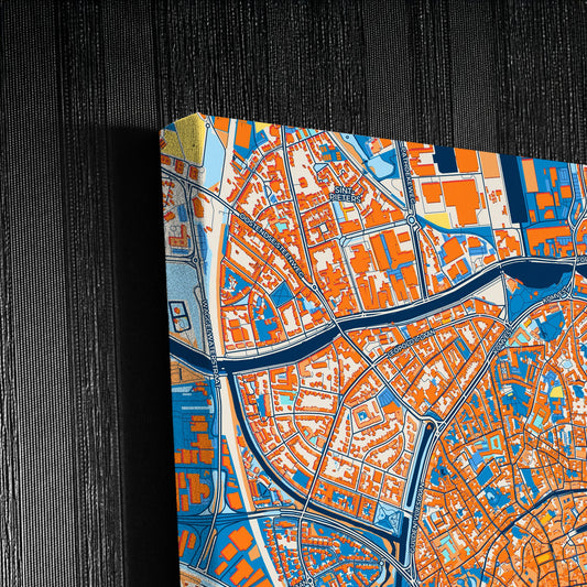 Bruges  Belgium Colorful City Map Canvas Print Detail