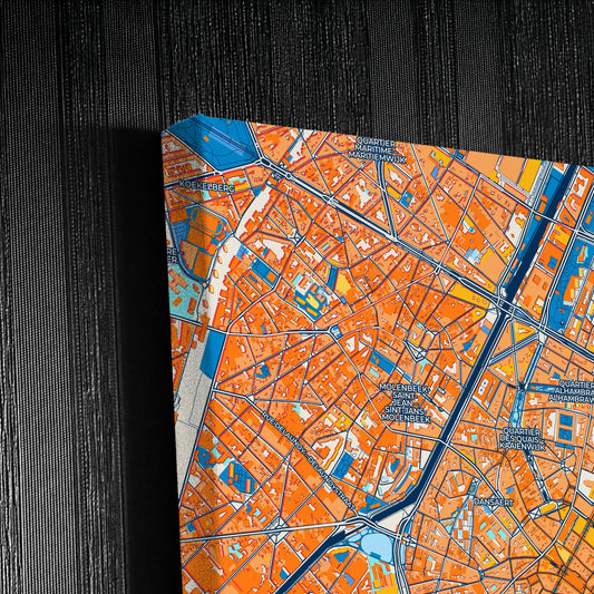 Brussels Belgium Colorful City Map Canvas Print Detail