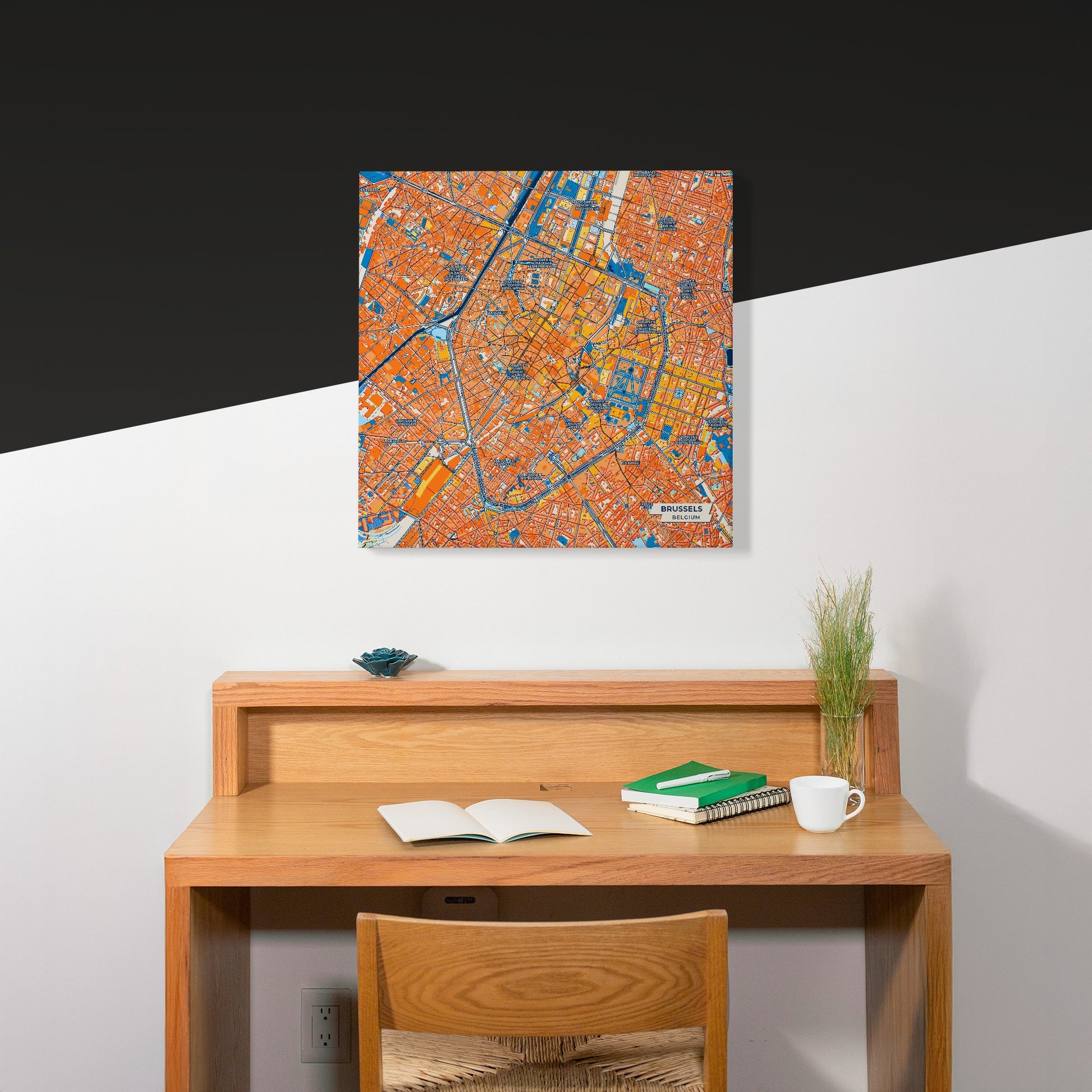 Brussels Belgium Colorful City Map Canvas Print Scene