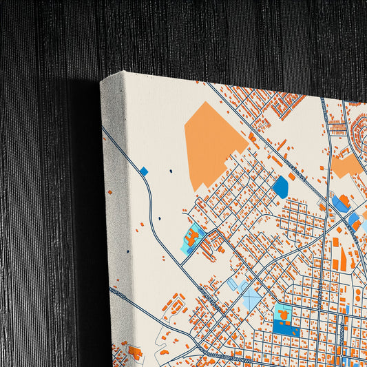 Bryan Texas Colorful City Map Canvas Print Detail