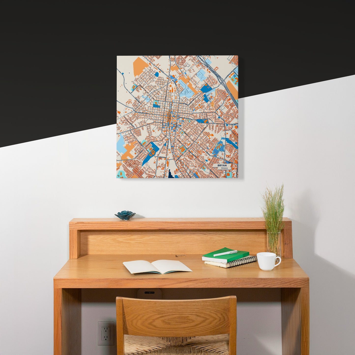 Bryan Texas Colorful City Map Canvas Print Scene