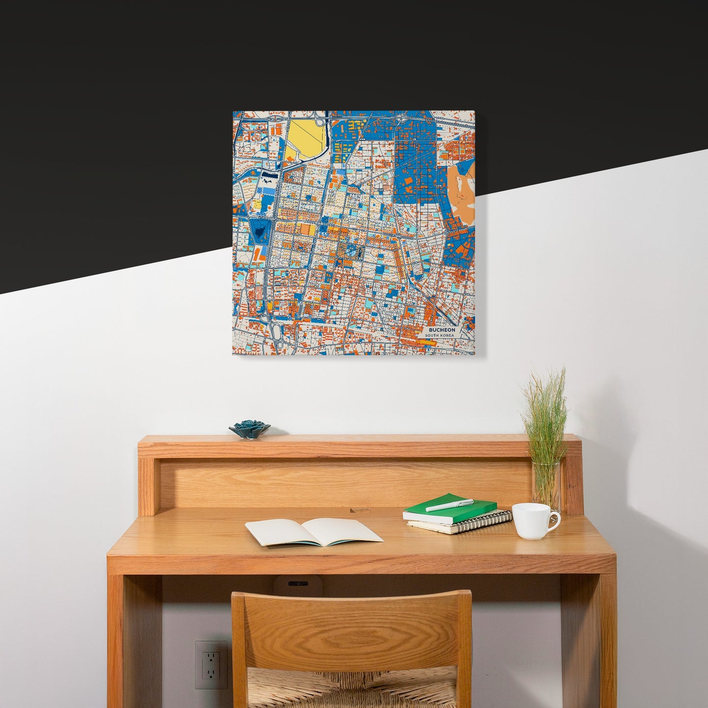 Bucheon South Korea Colorful City Map Canvas Print Scene