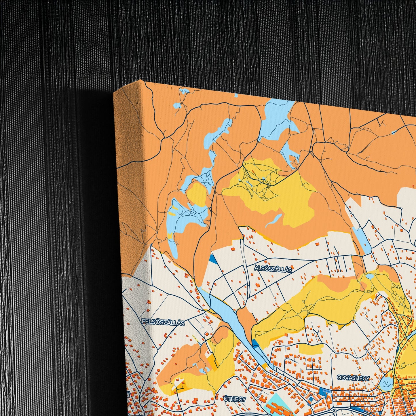 Budaörs Hungary Colorful City Map Canvas Print Detail