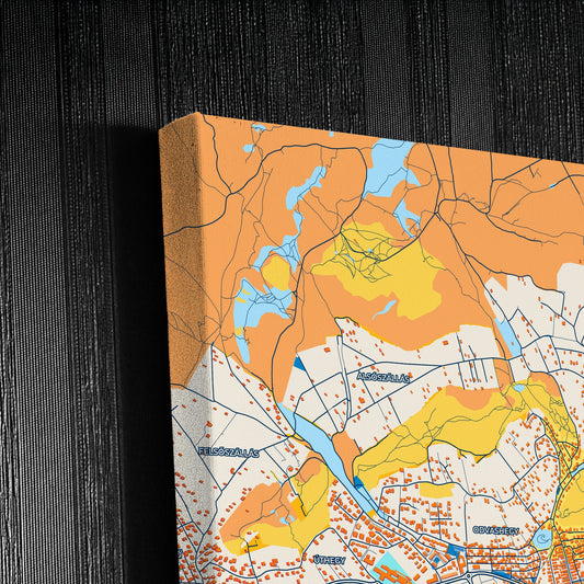 Budaörs Hungary Colorful City Map Canvas Print Detail