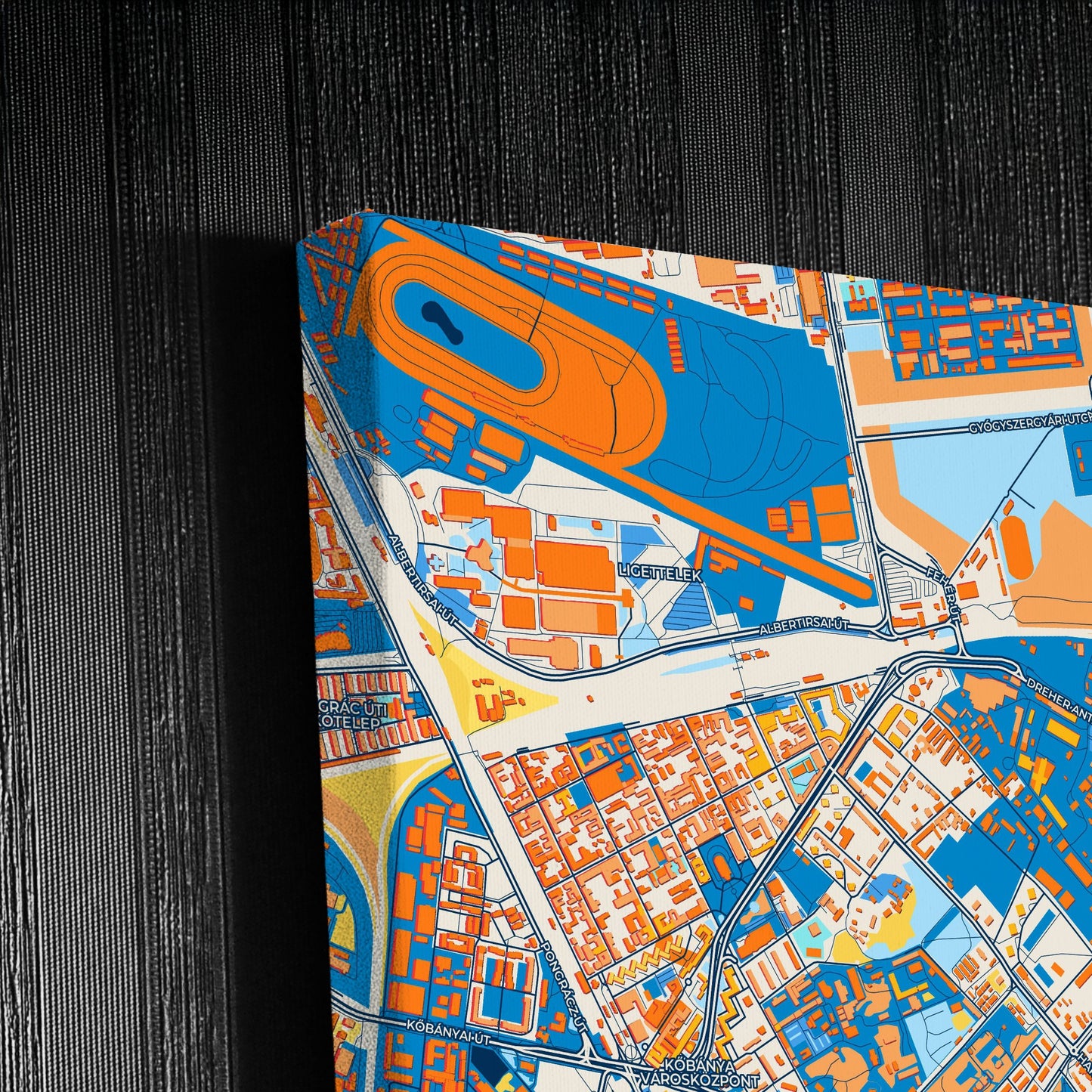 Budapest Hungary Colorful City Map Canvas Print Detail