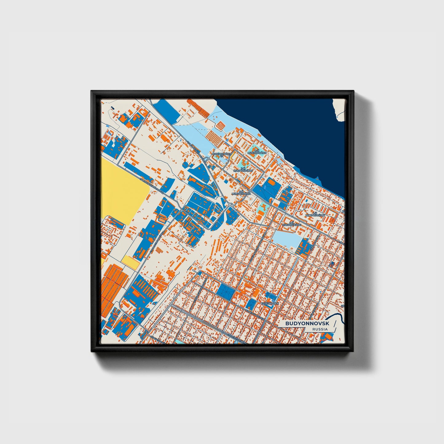 Буденновск Russia Colorful City Map Canvas Print • Black Framed