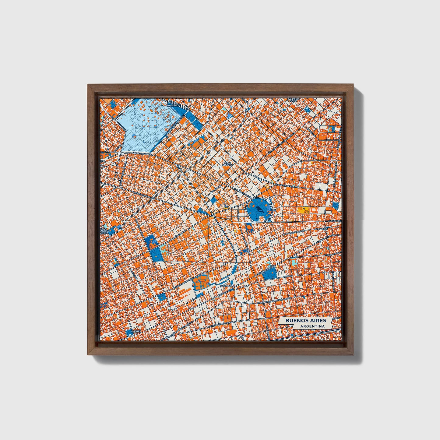 Buenos Aires Argentina Colorful City Map Canvas Print • Dark Wooden Framed